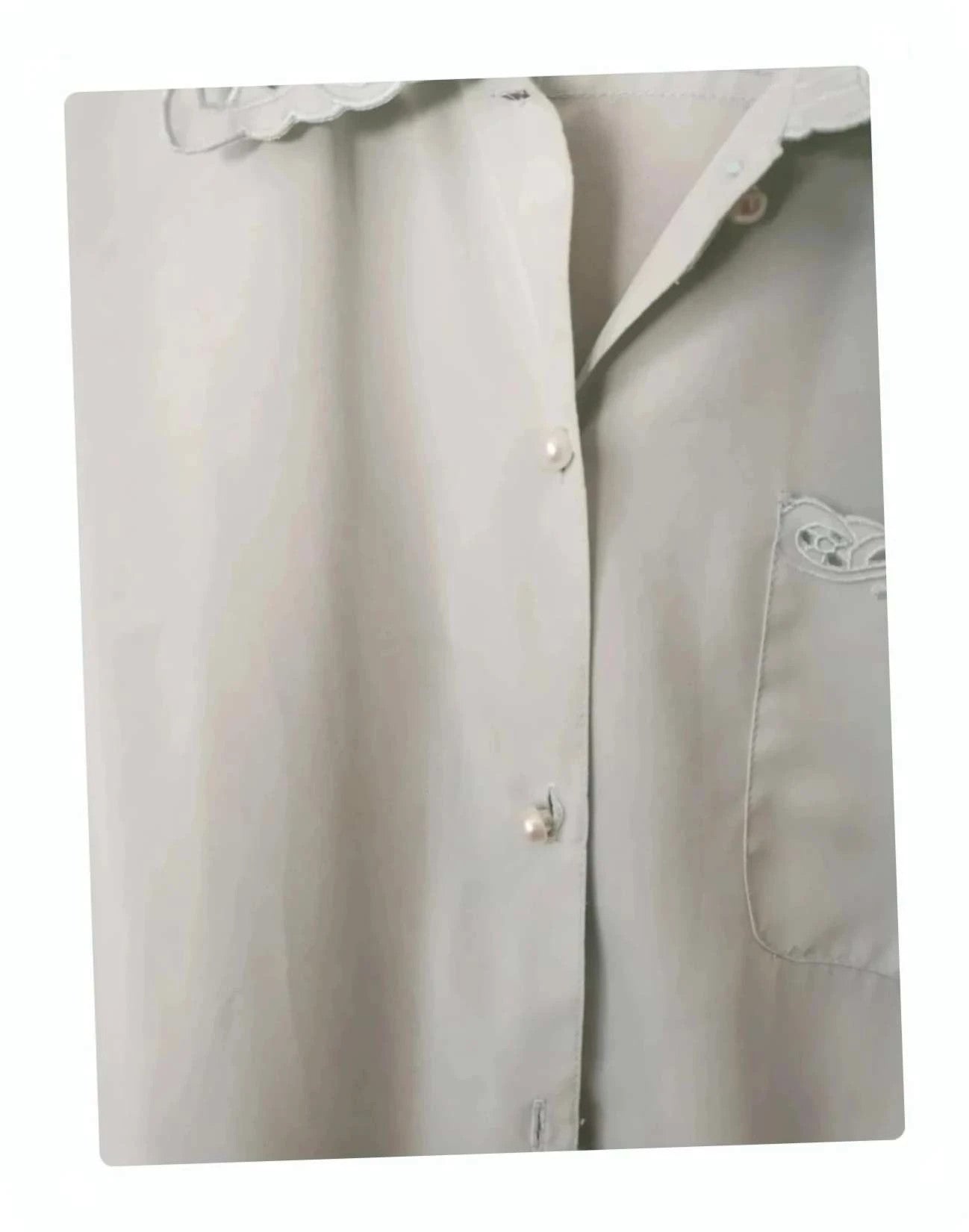 Chemise col brodé vert d'eau