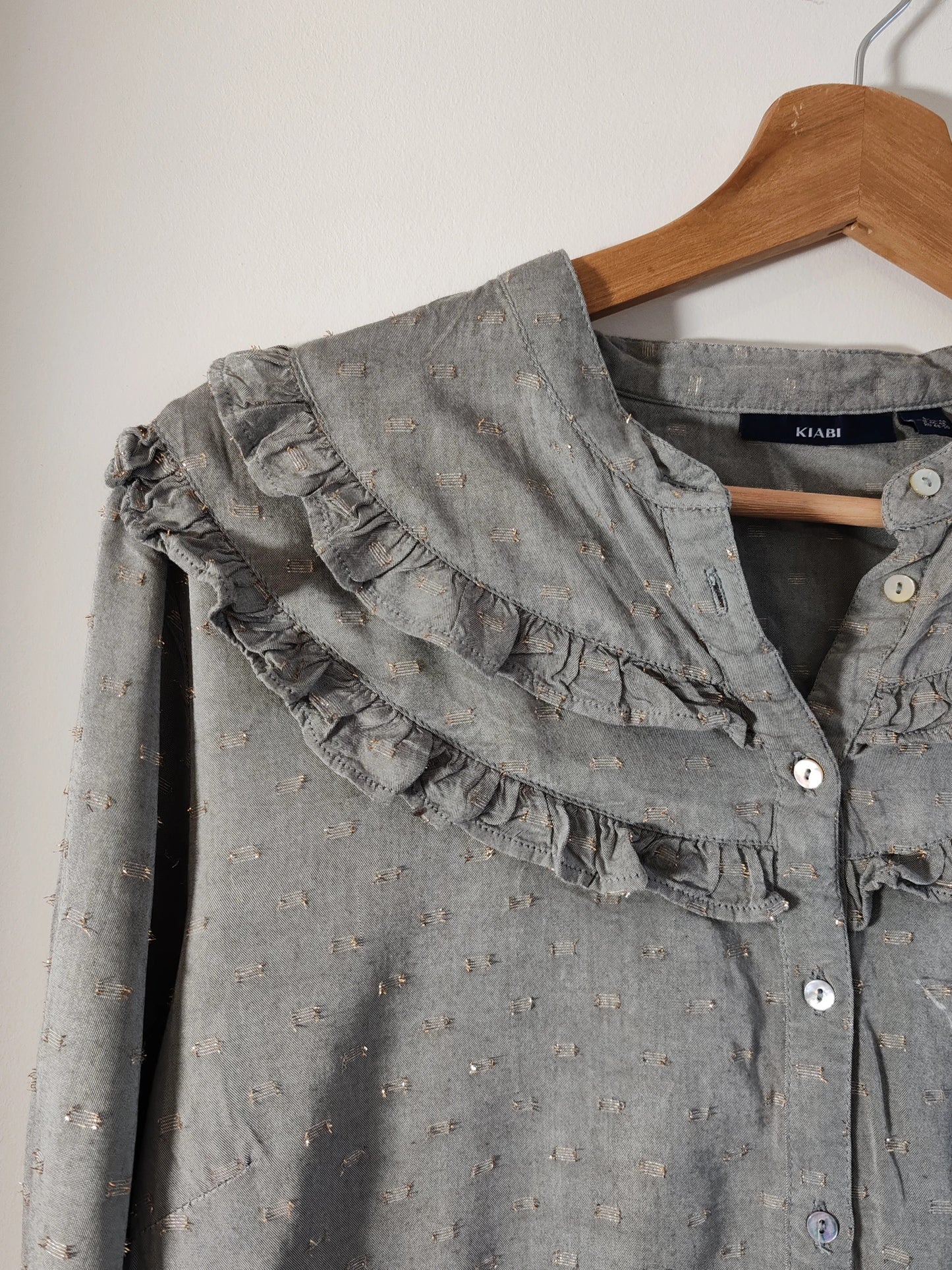 Blouse grise volantée taille L