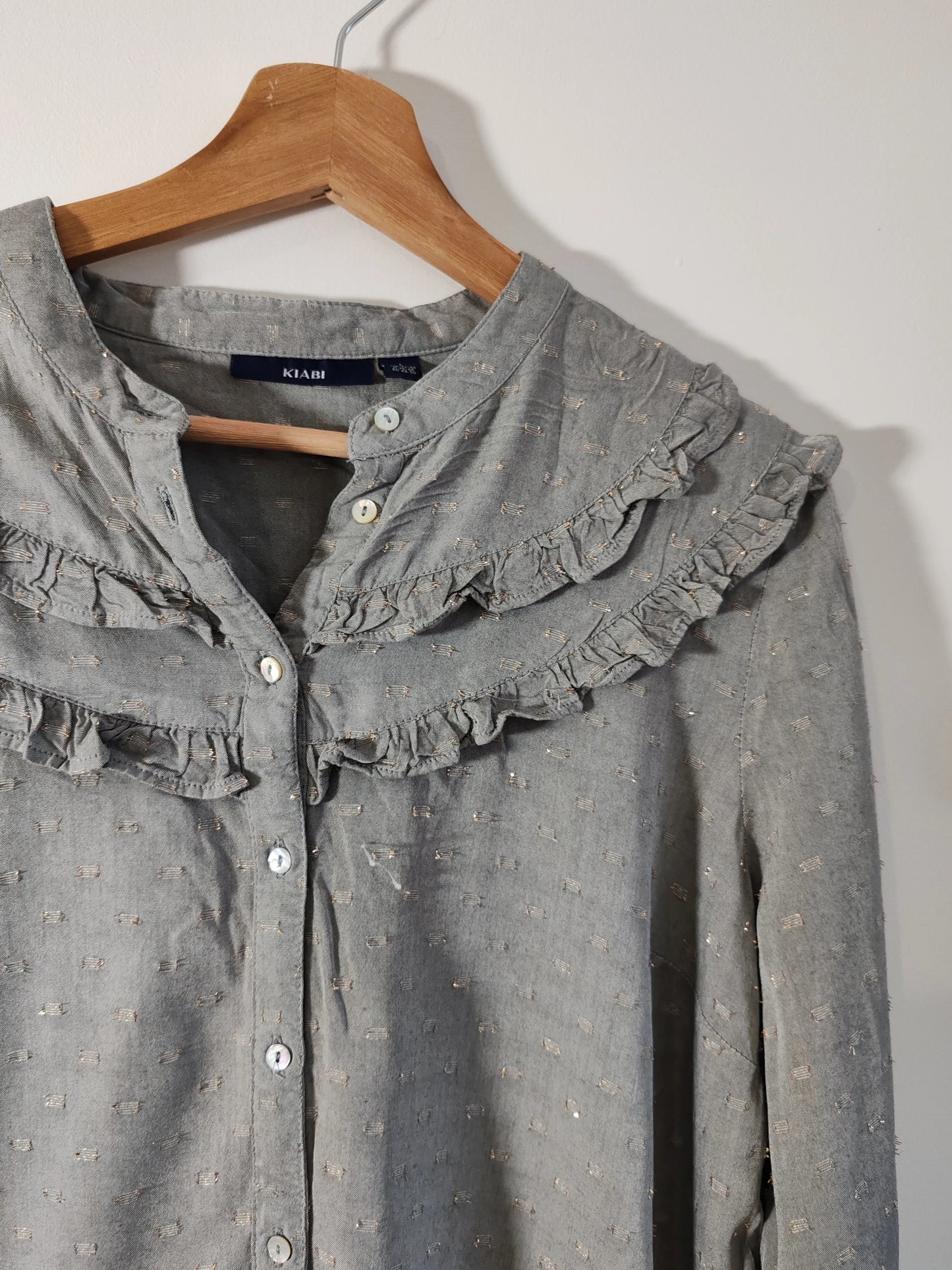 Blouse grise volantée taille L