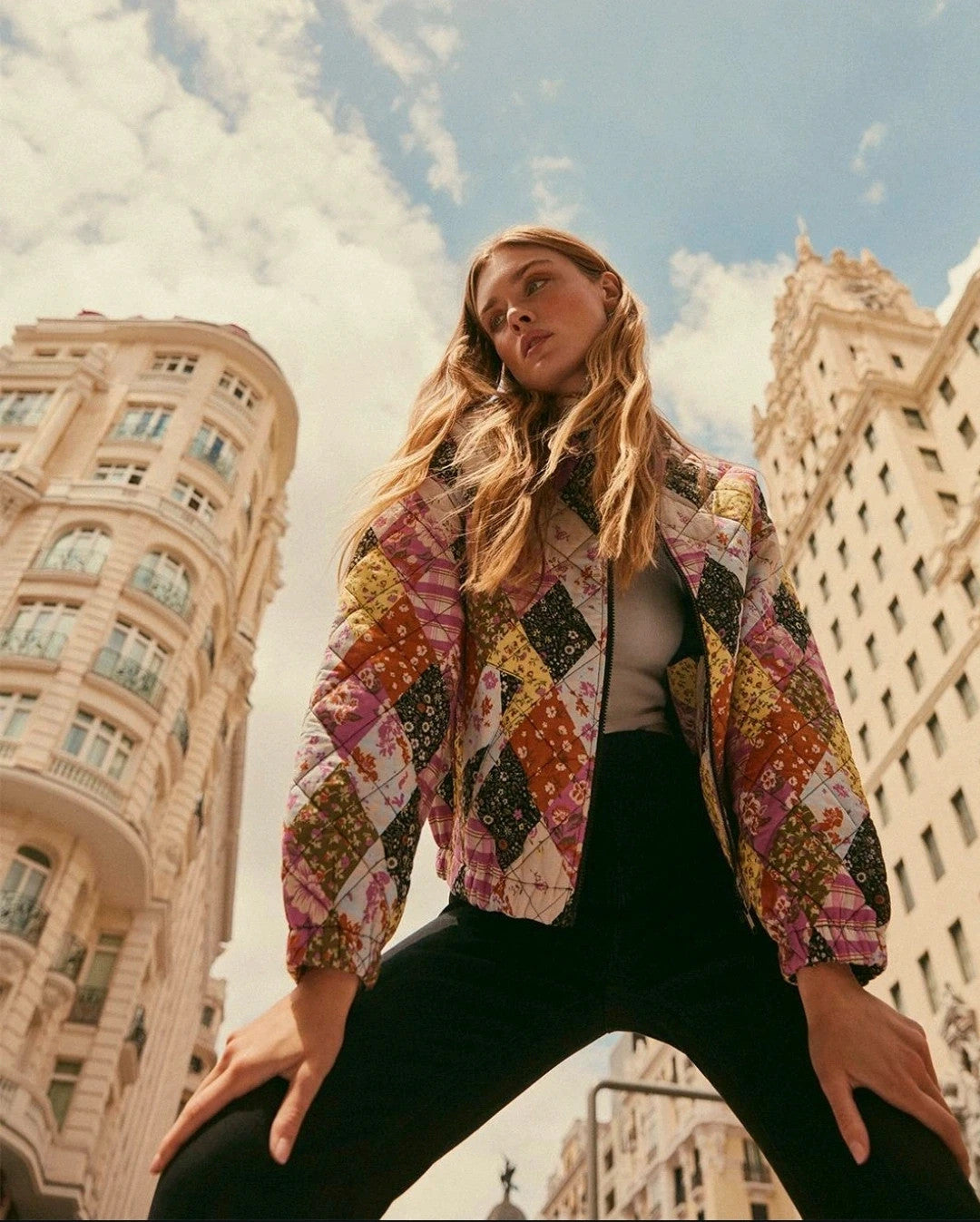 Veste bomber patchwork taille S