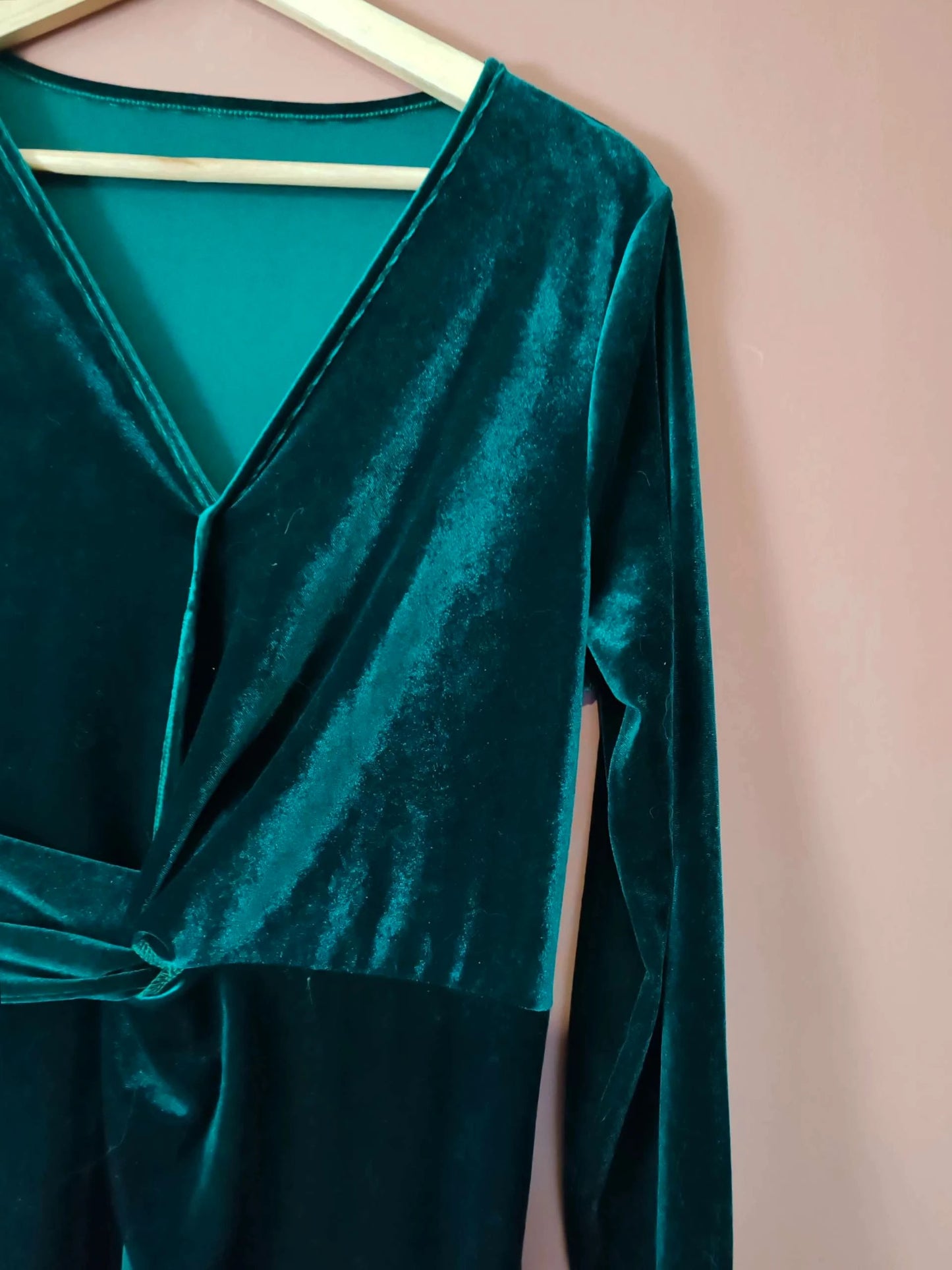 Robe longue velours verte