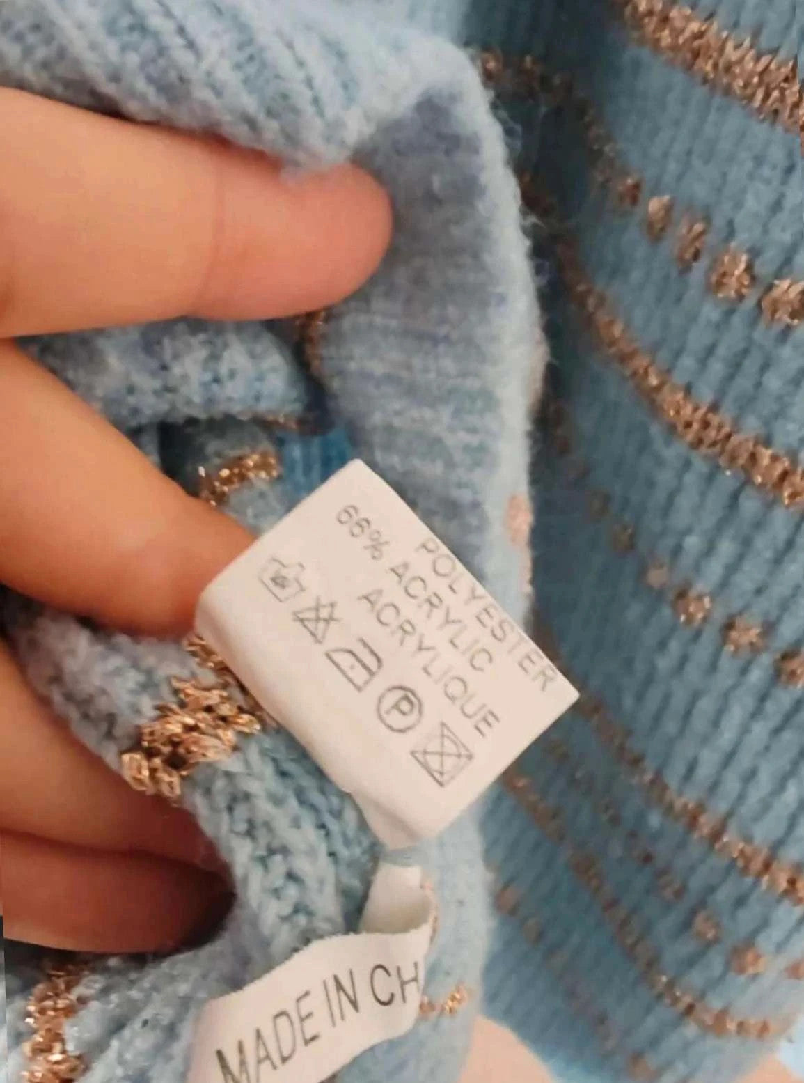 Pull marinière bleu et doré