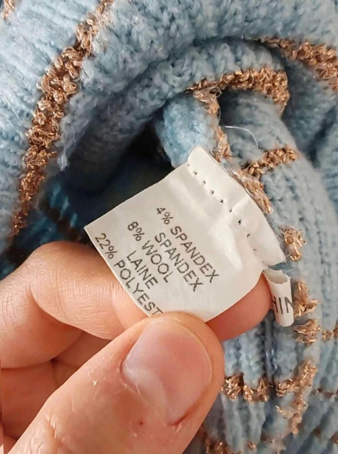 Pull marinière bleu et doré