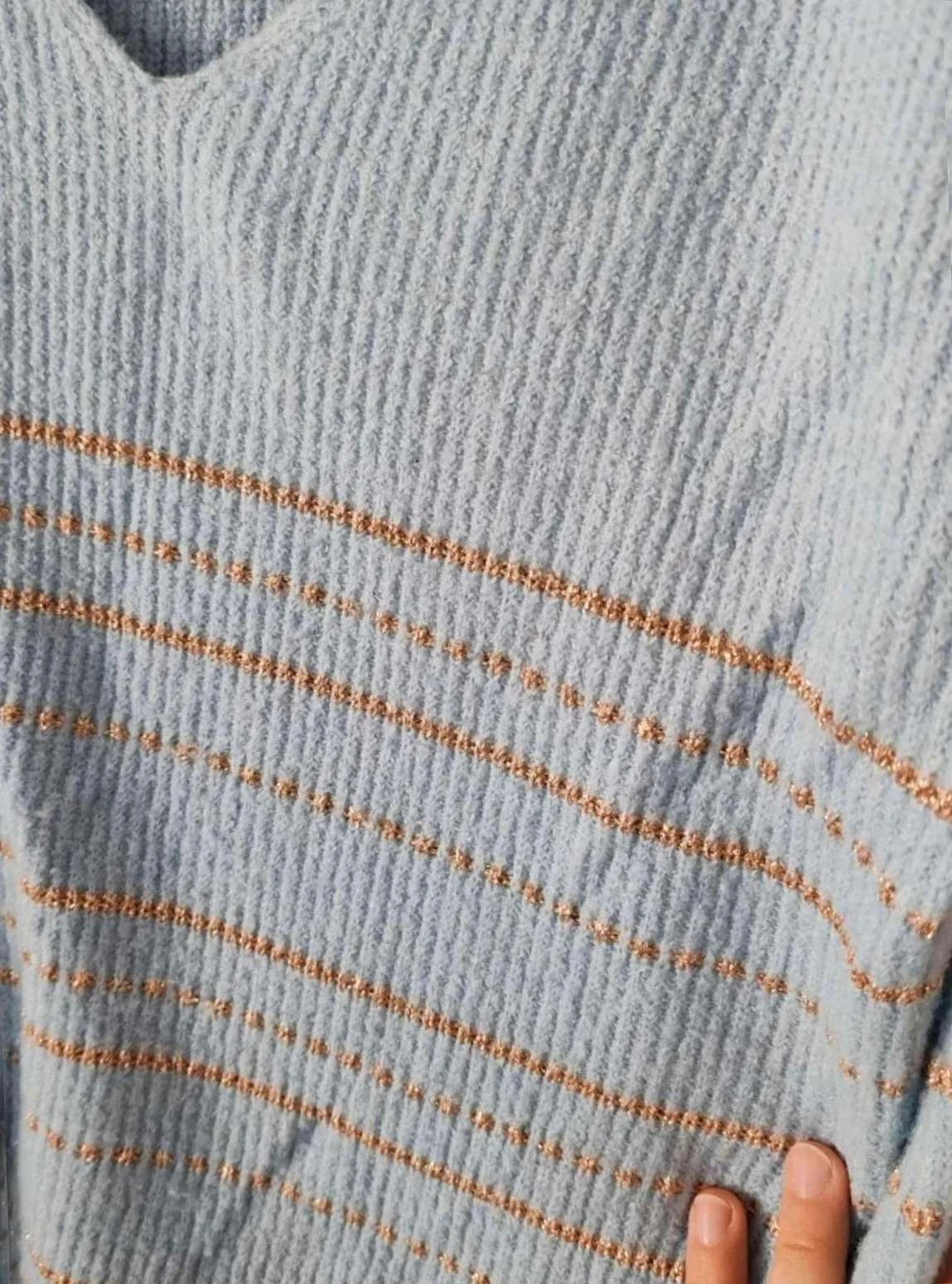 Pull marinière bleu et doré