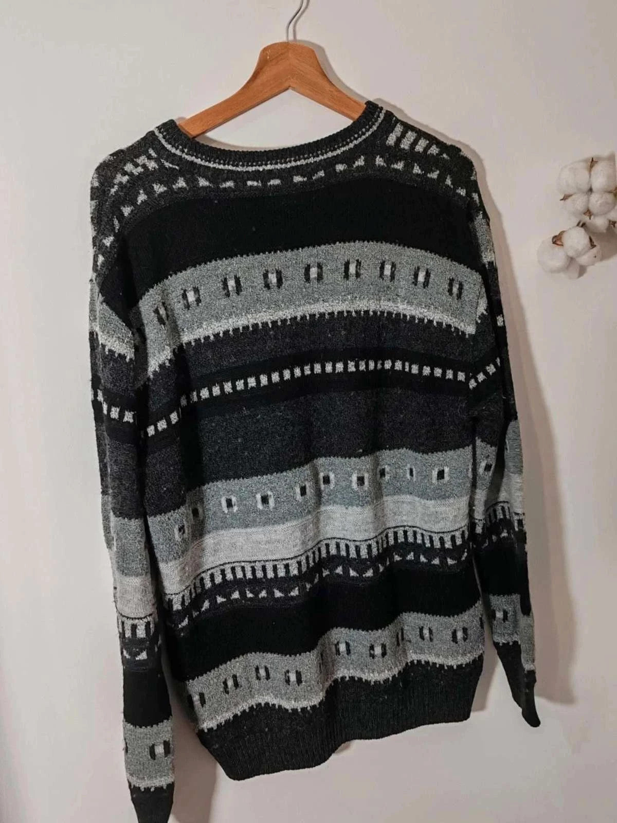 Pull jacquard vintage noir