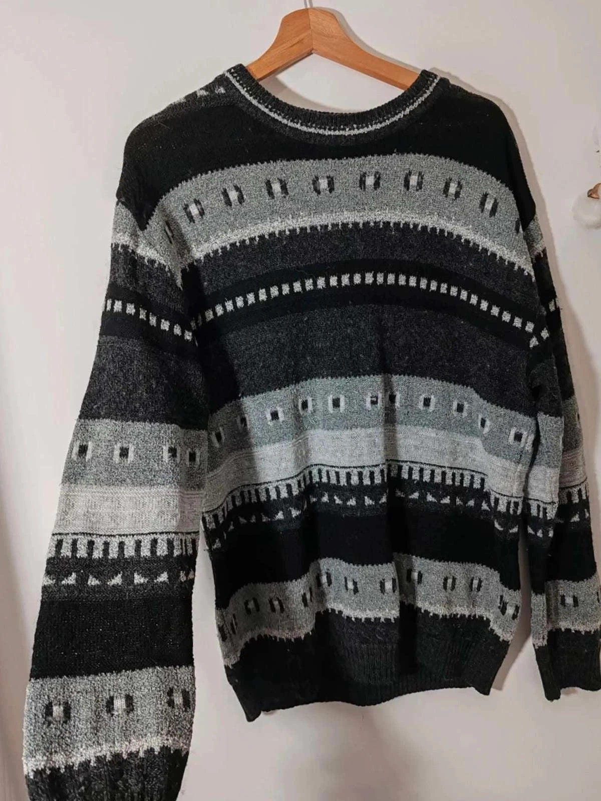 Pull jacquard vintage noir