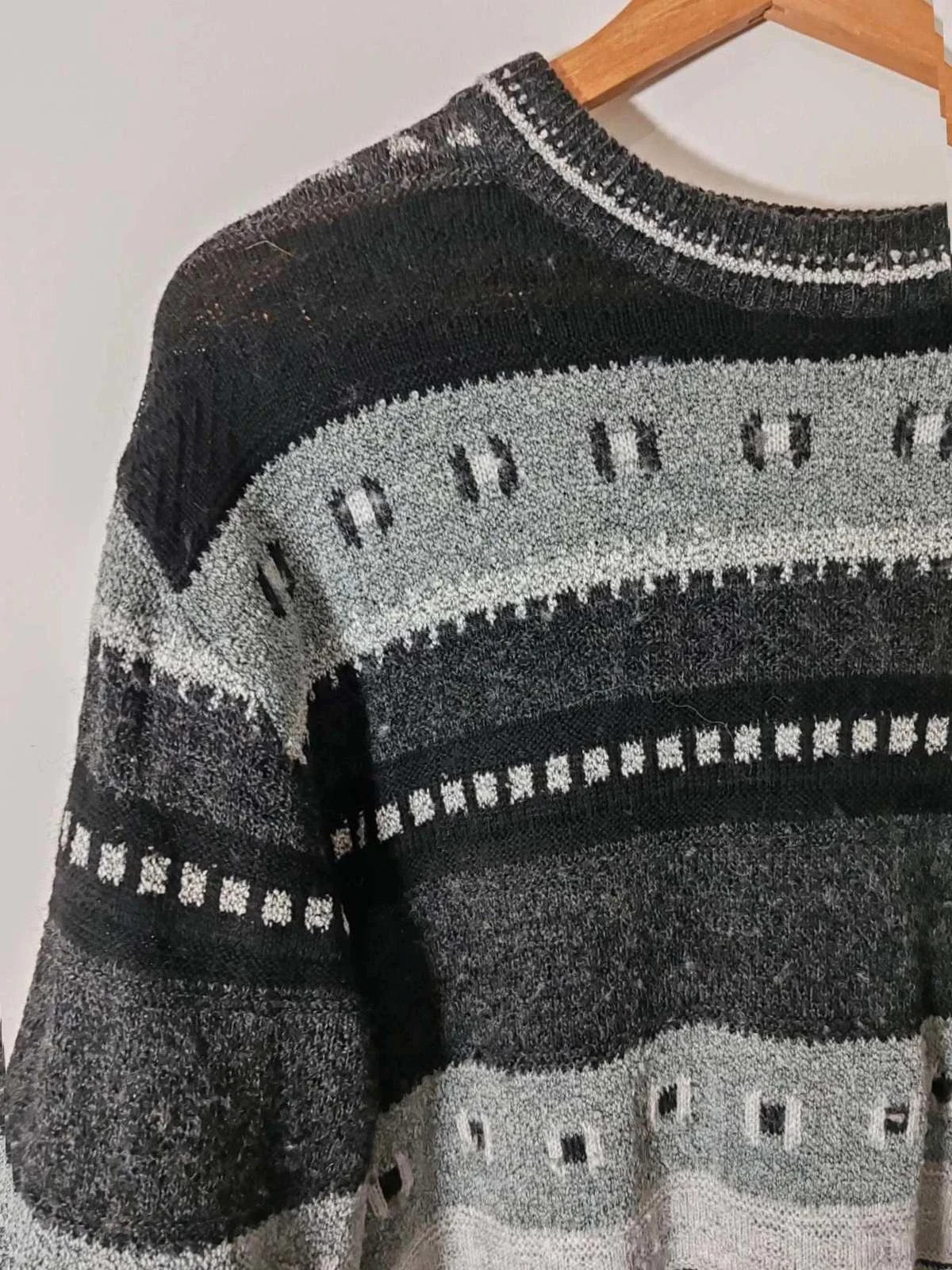 Pull jacquard vintage noir