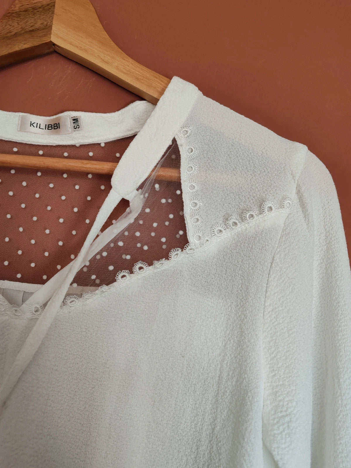 Blouse blanche dentelle taille S/M