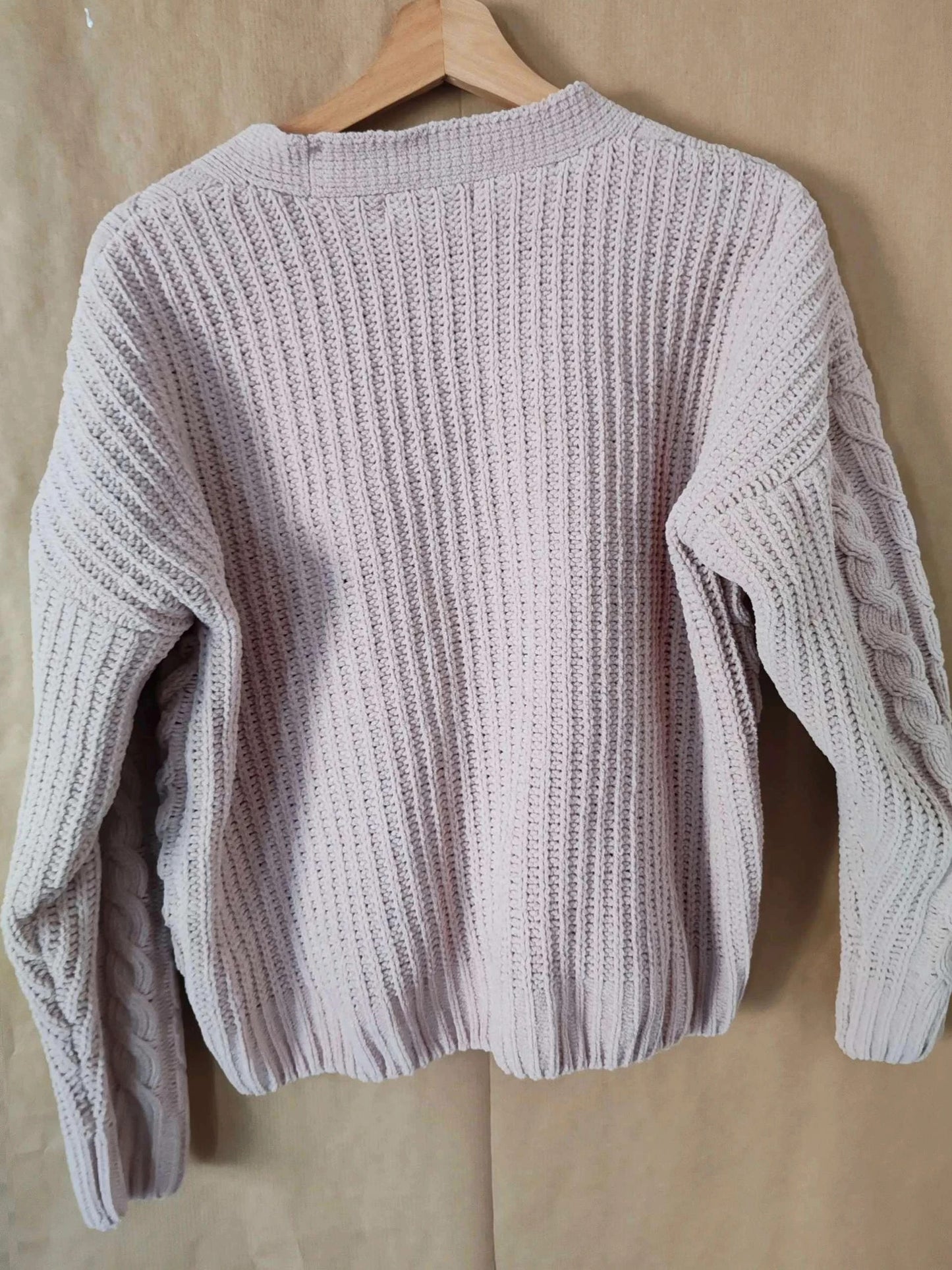 Cardigan maille chenille rose
