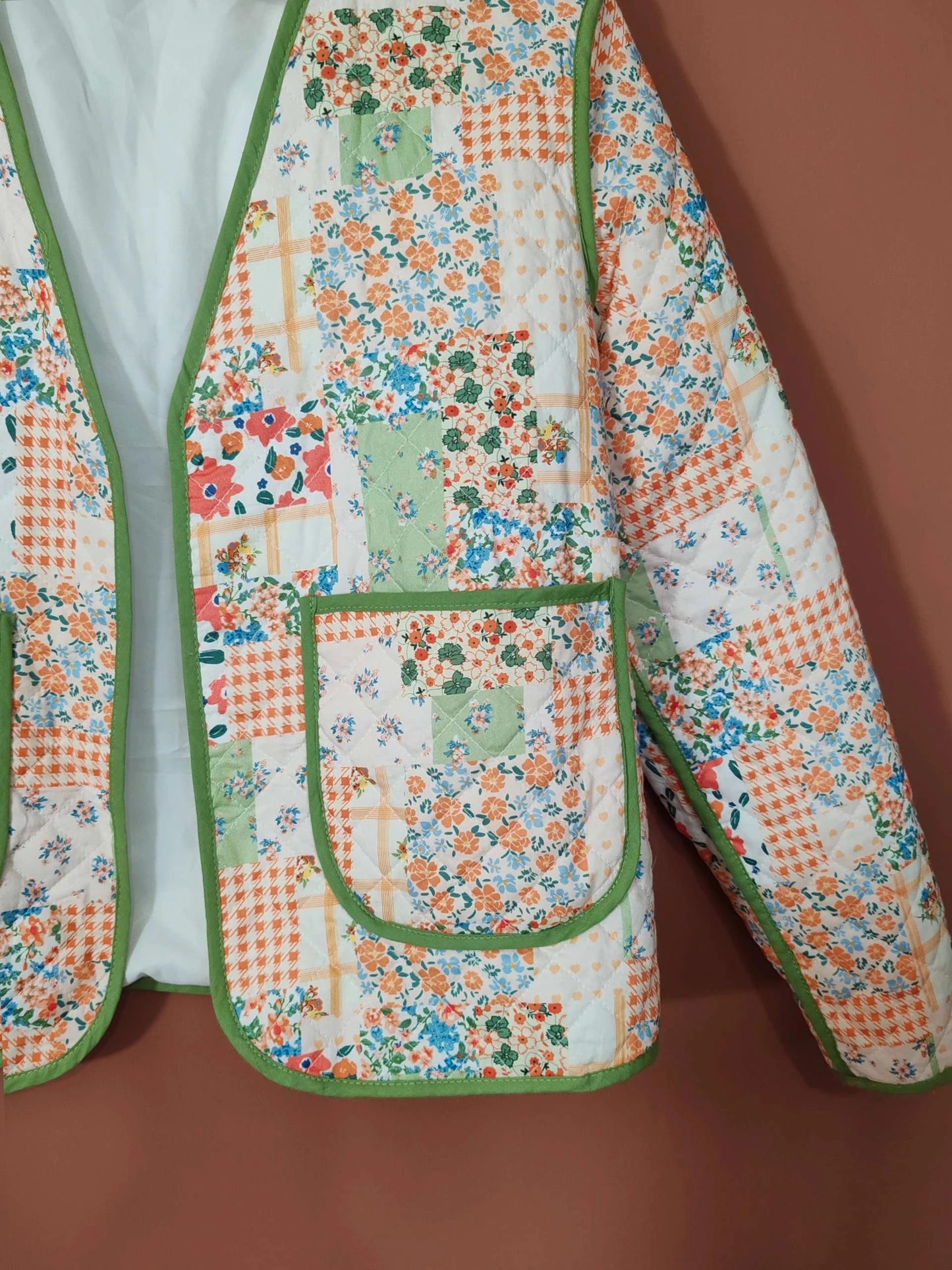 Veste patchwork matelassée vert taille S