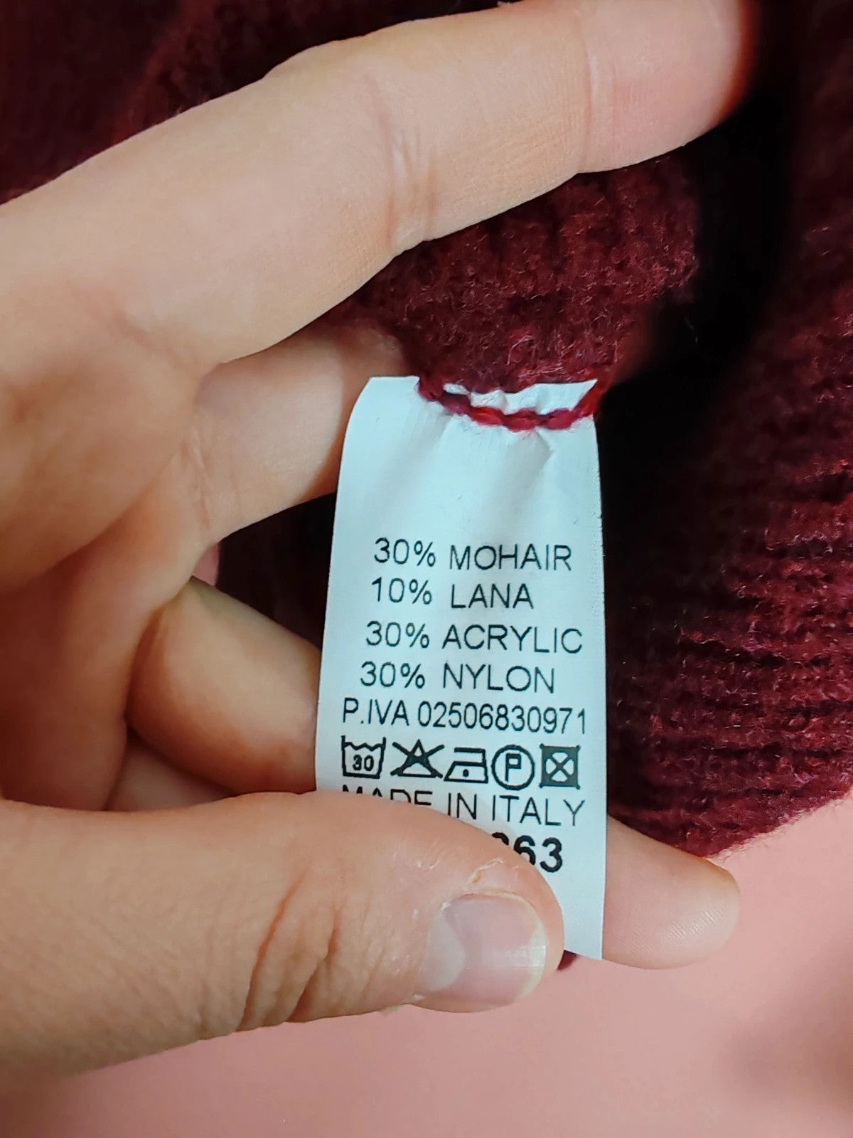 Pull mohair bordeaux taille L