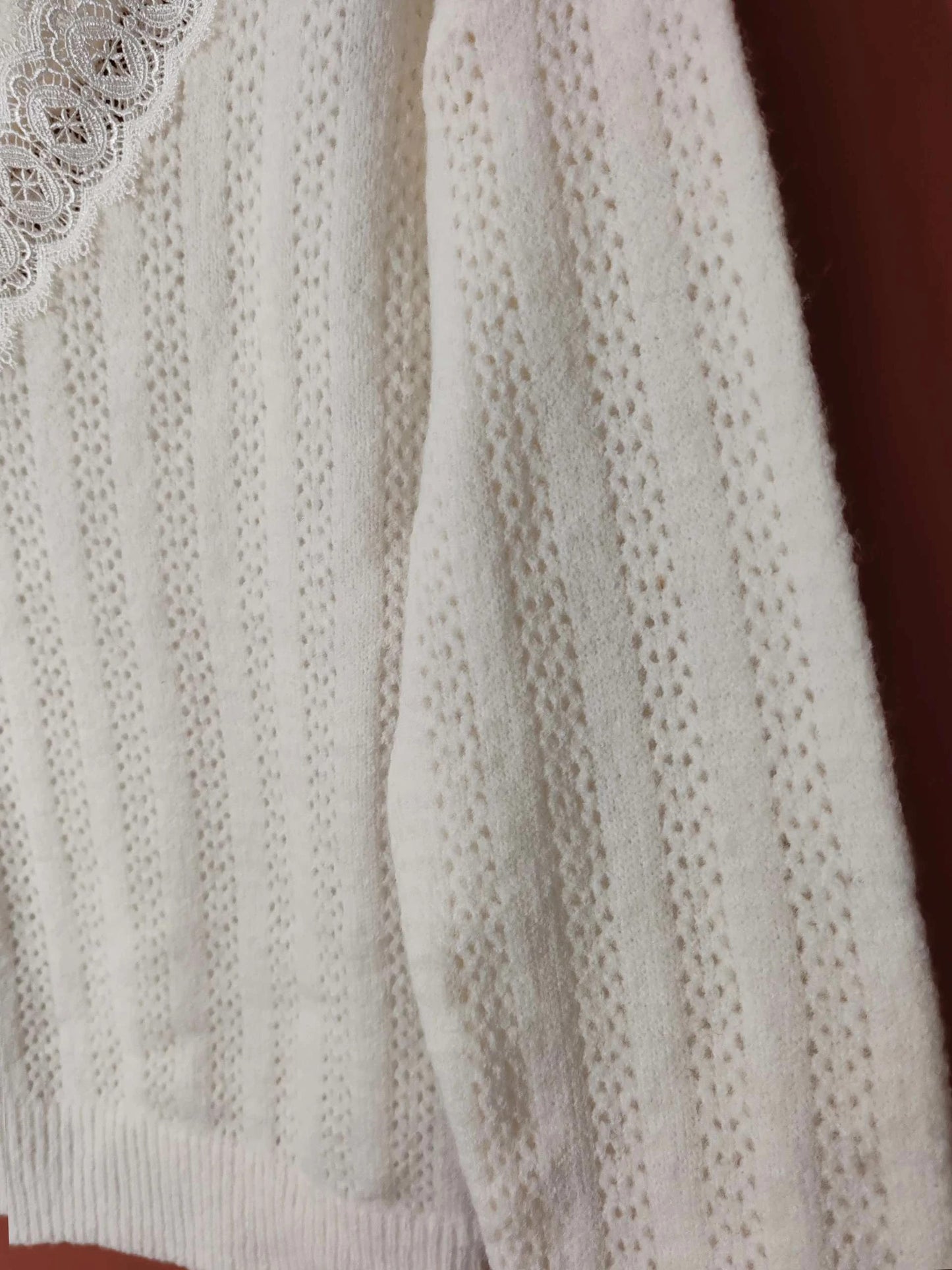 Pull dentelle blanc