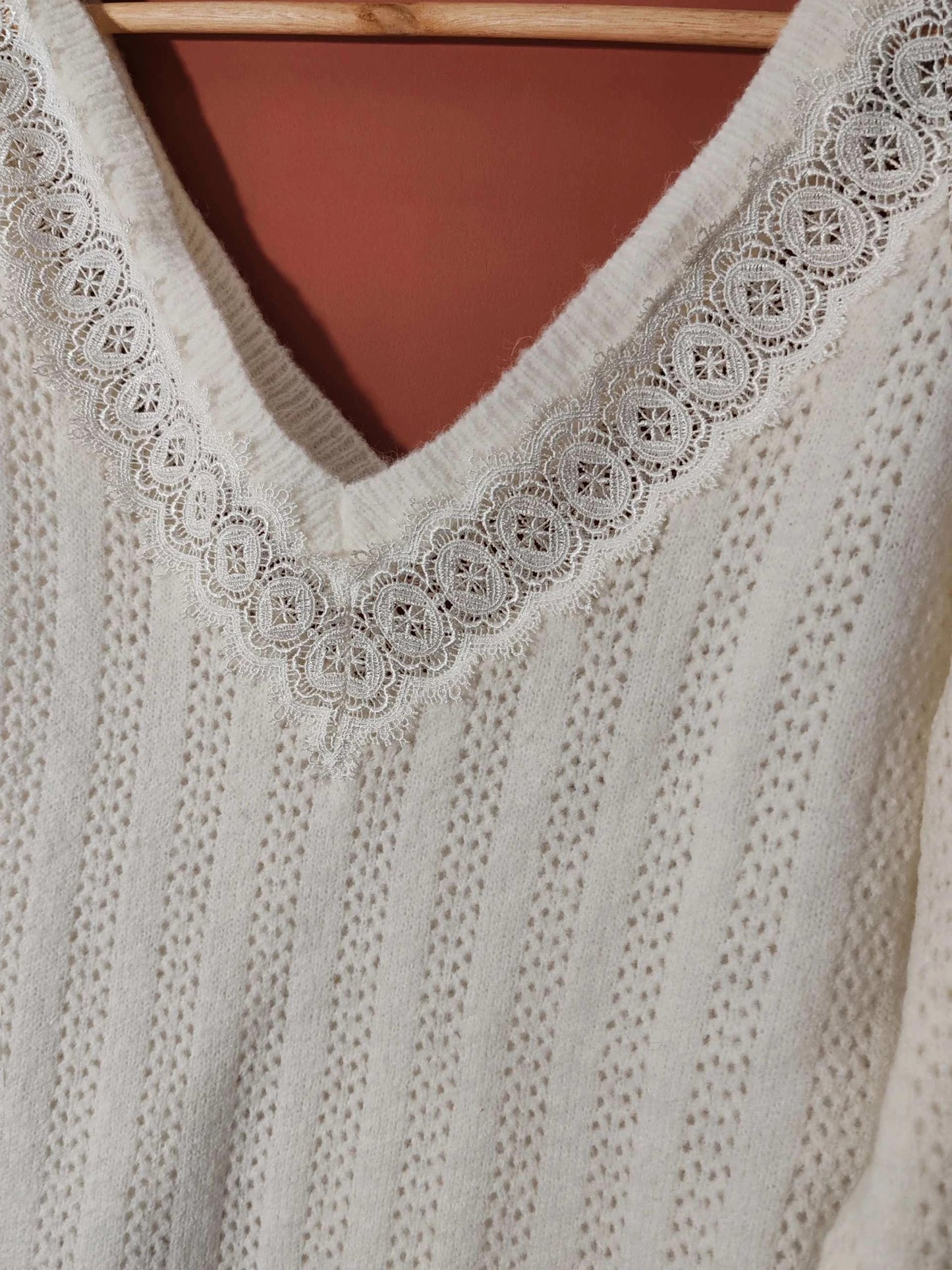 Pull dentelle blanc