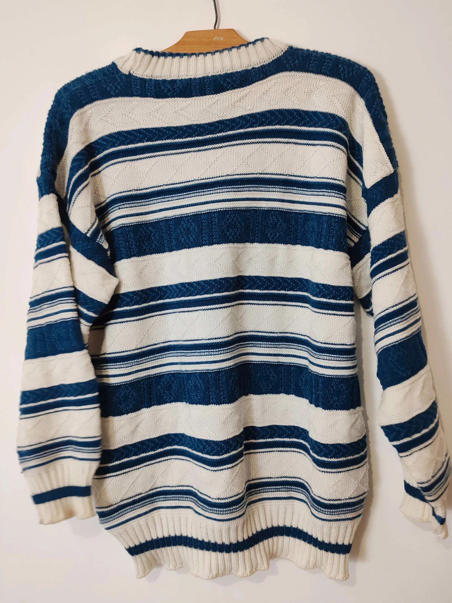 Pull vintage jacquard bleu