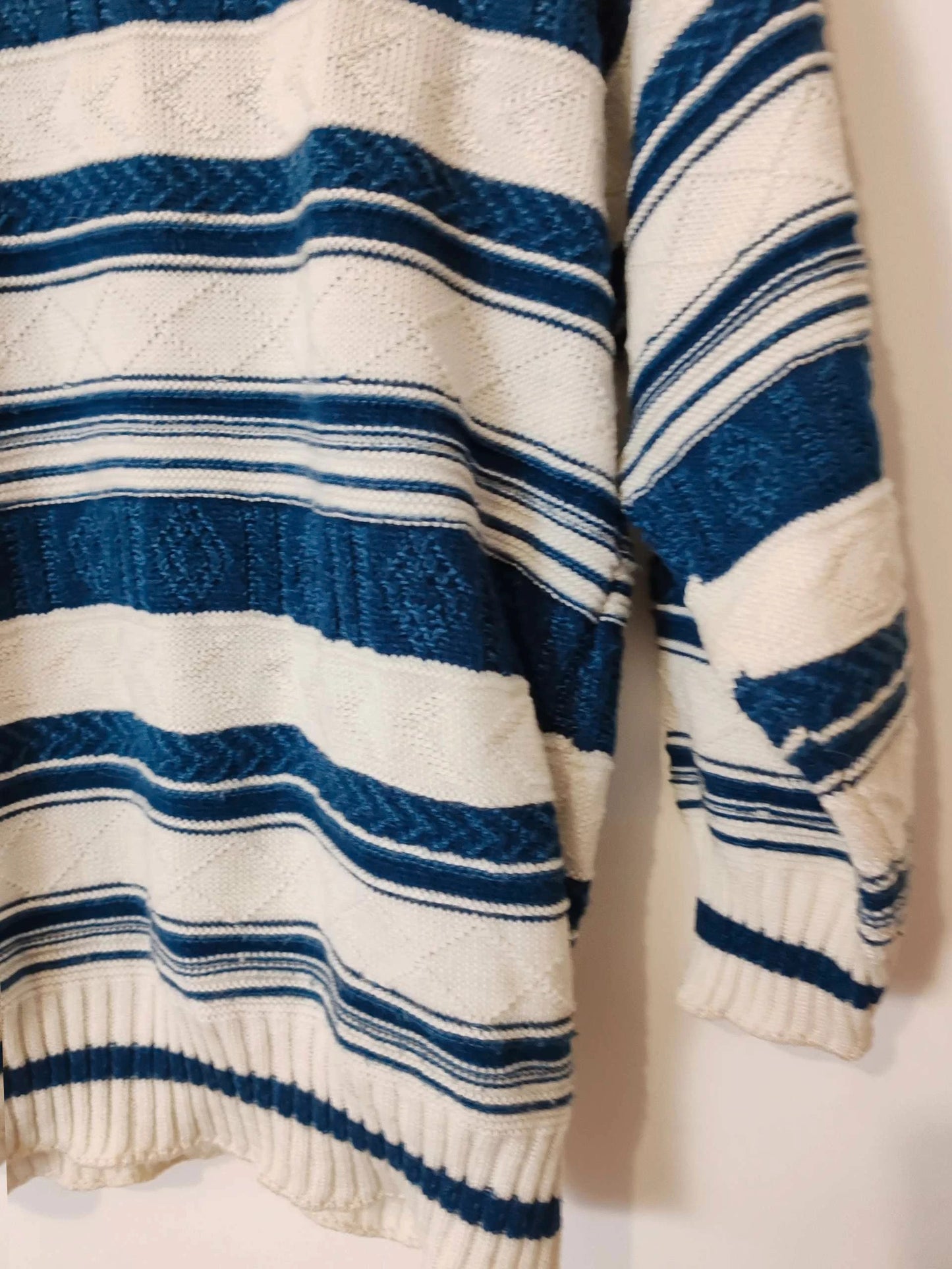 Pull vintage jacquard bleu