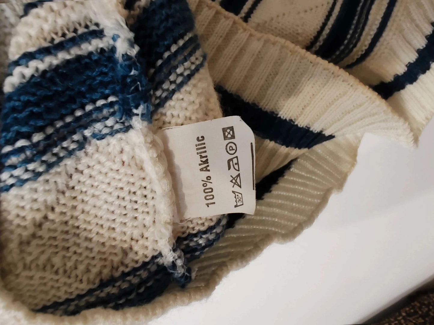 Pull vintage jacquard bleu