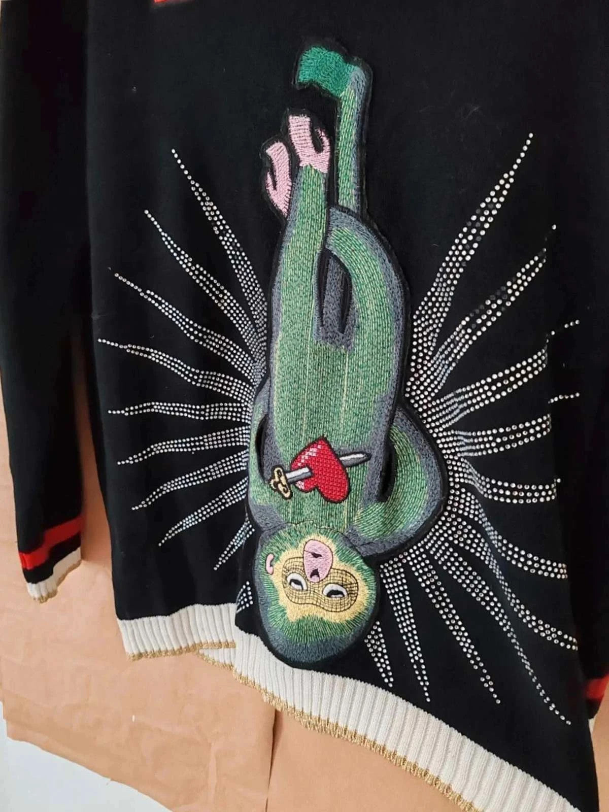 Gilet long broderie dos