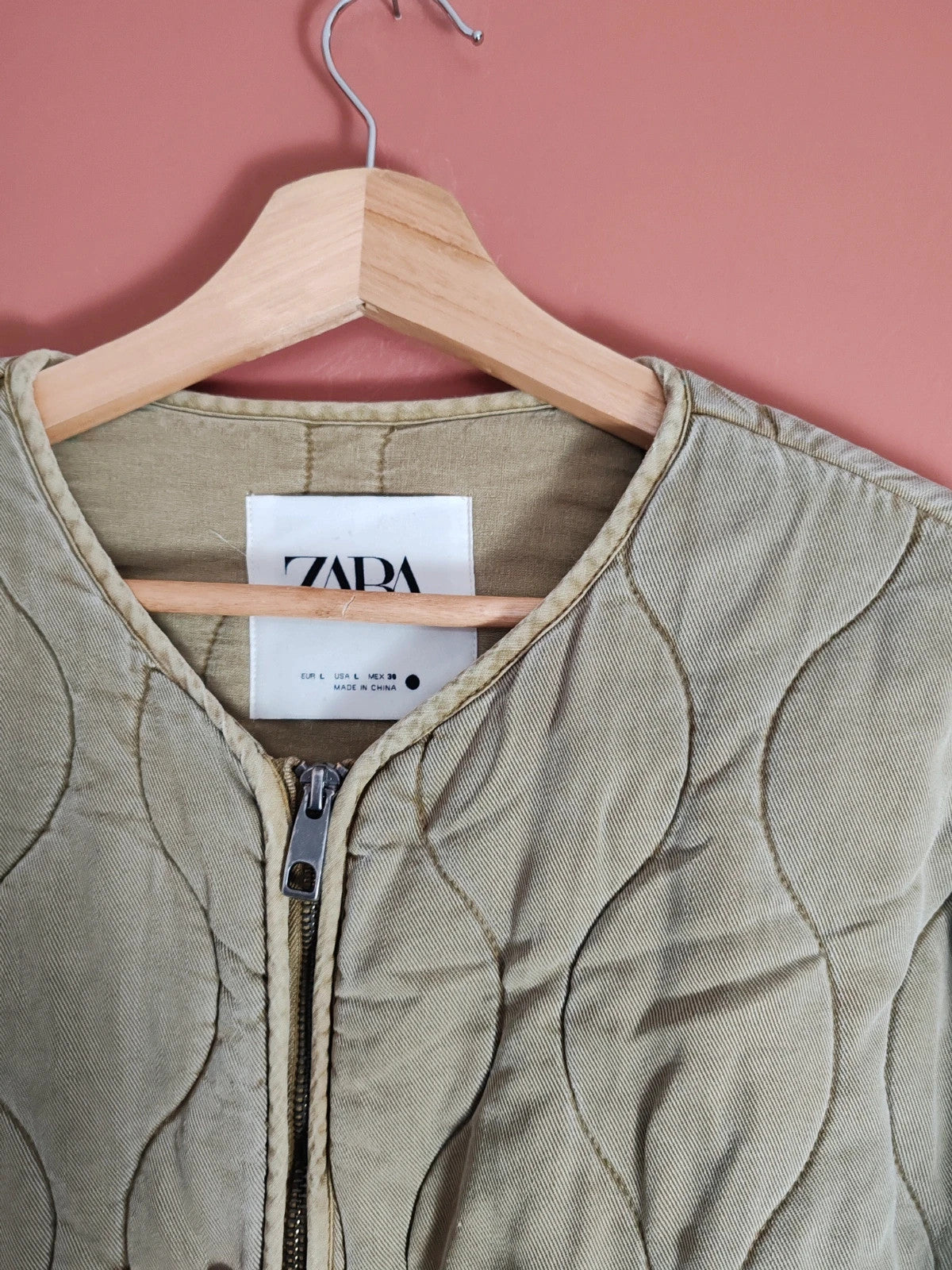 Veste matelassée kaki Zara taille L