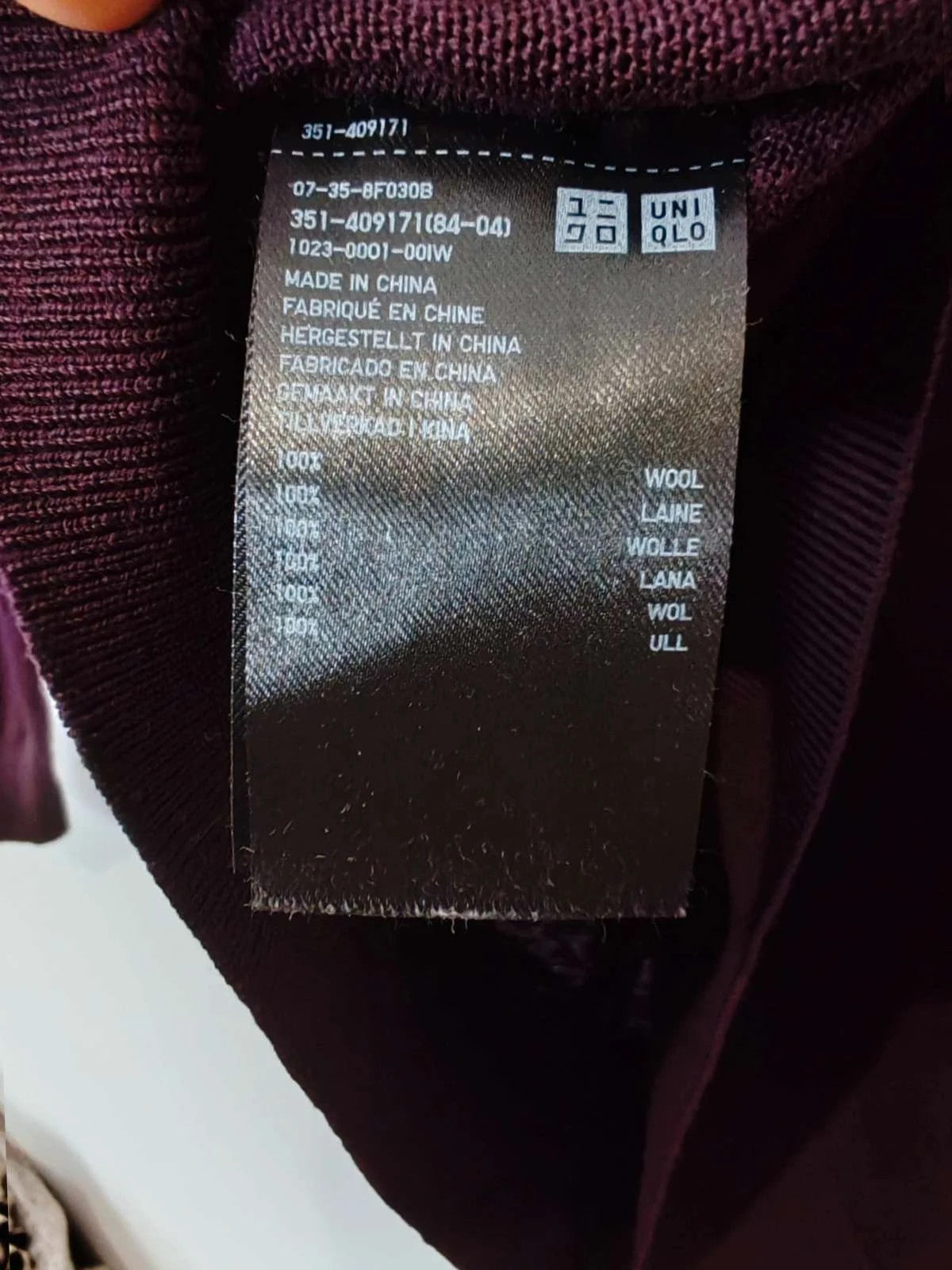 Pull laine Uniqlo aubergine