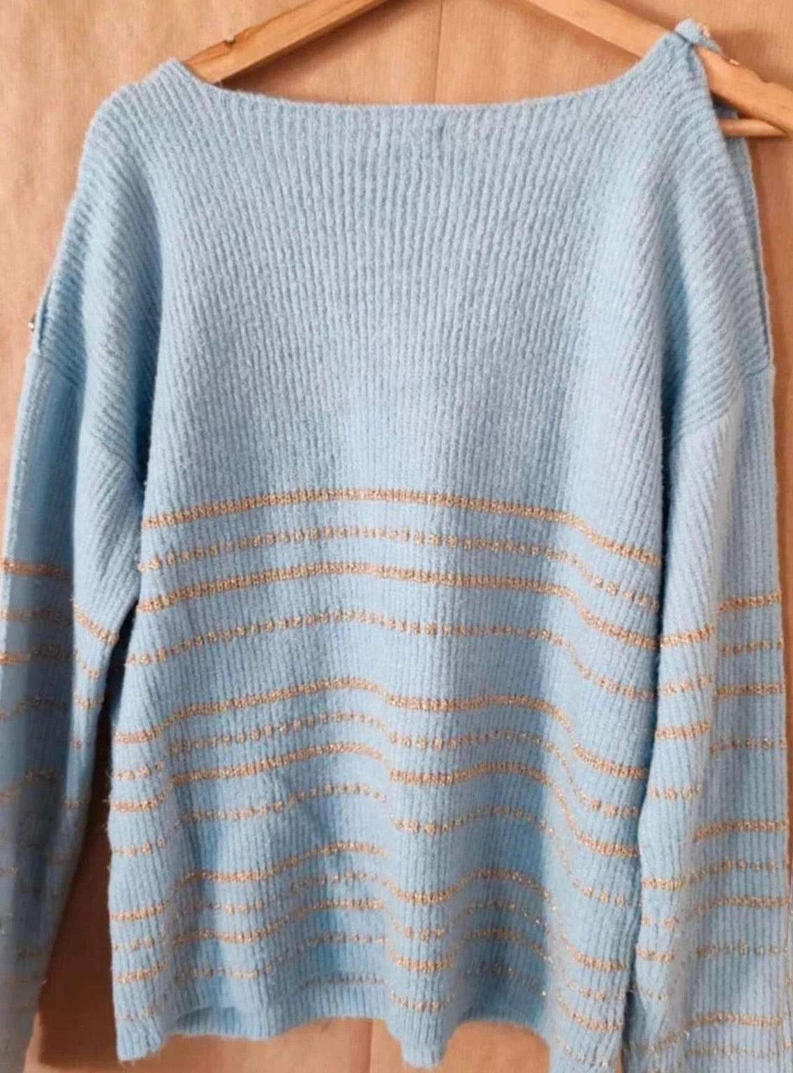 Pull marinière bleu et doré