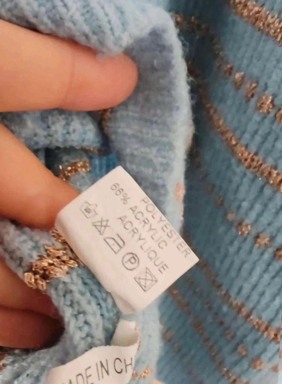 Pull marinière bleu et doré