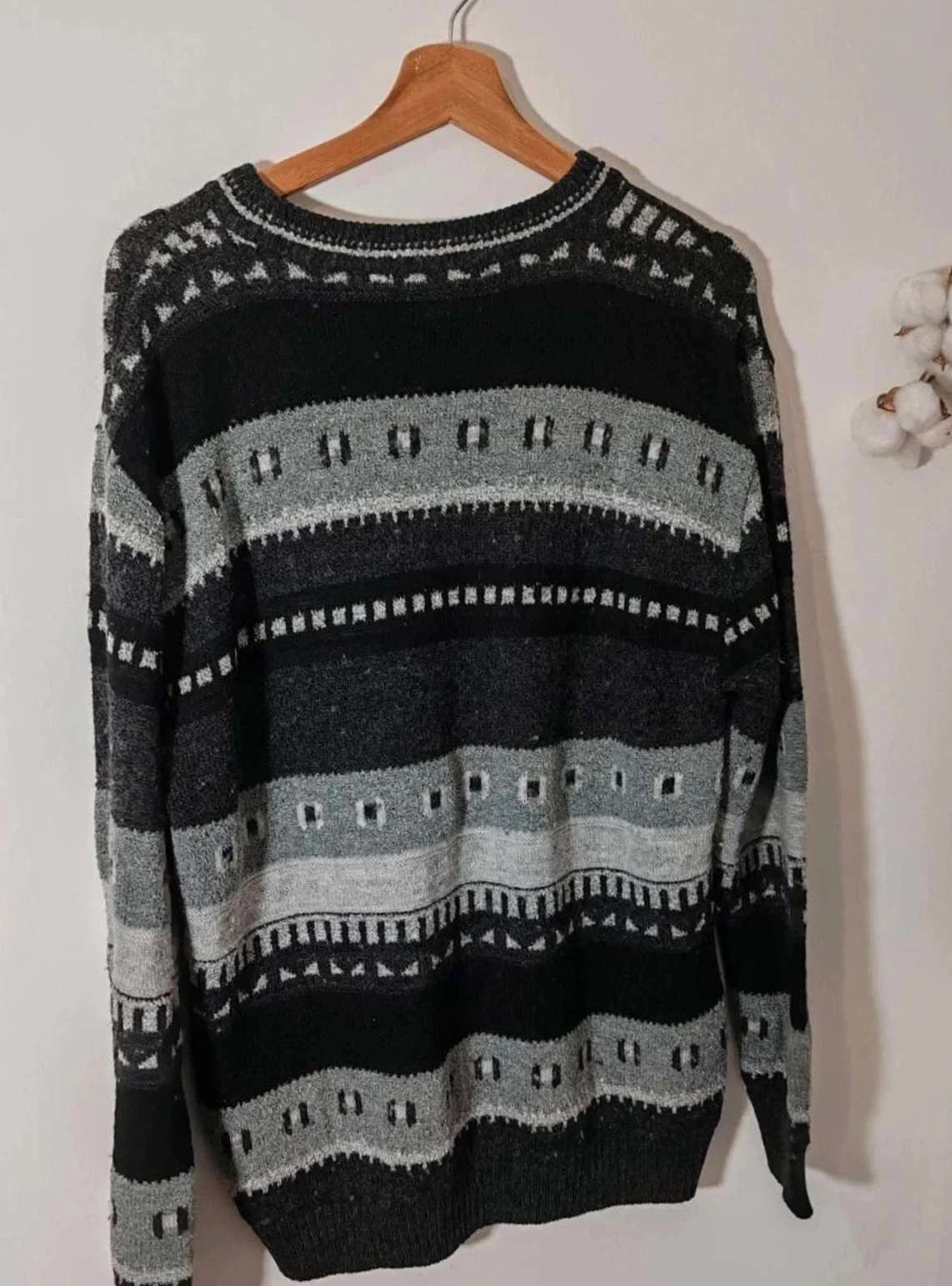 Pull jacquard vintage noir
