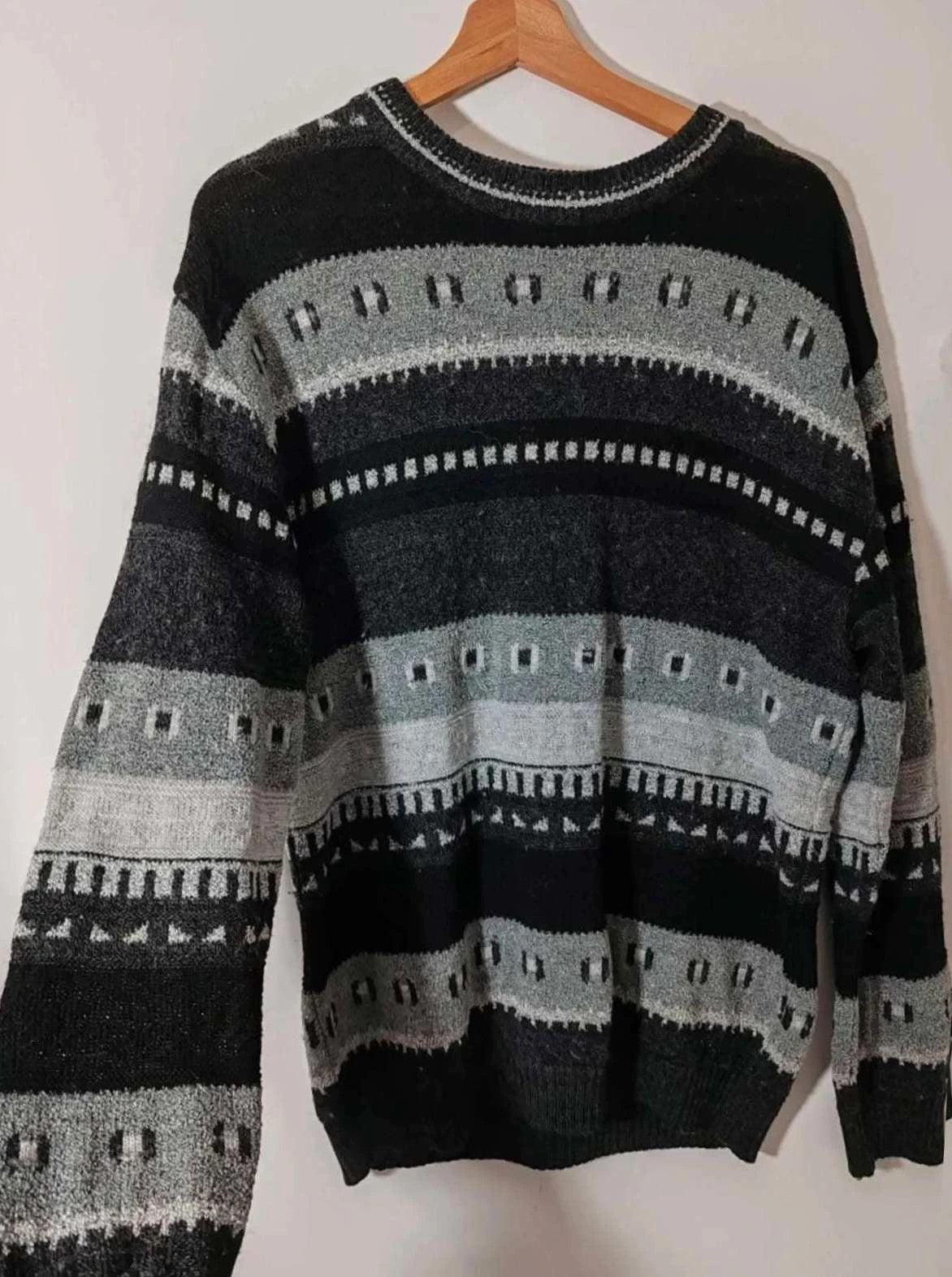 Pull jacquard vintage noir