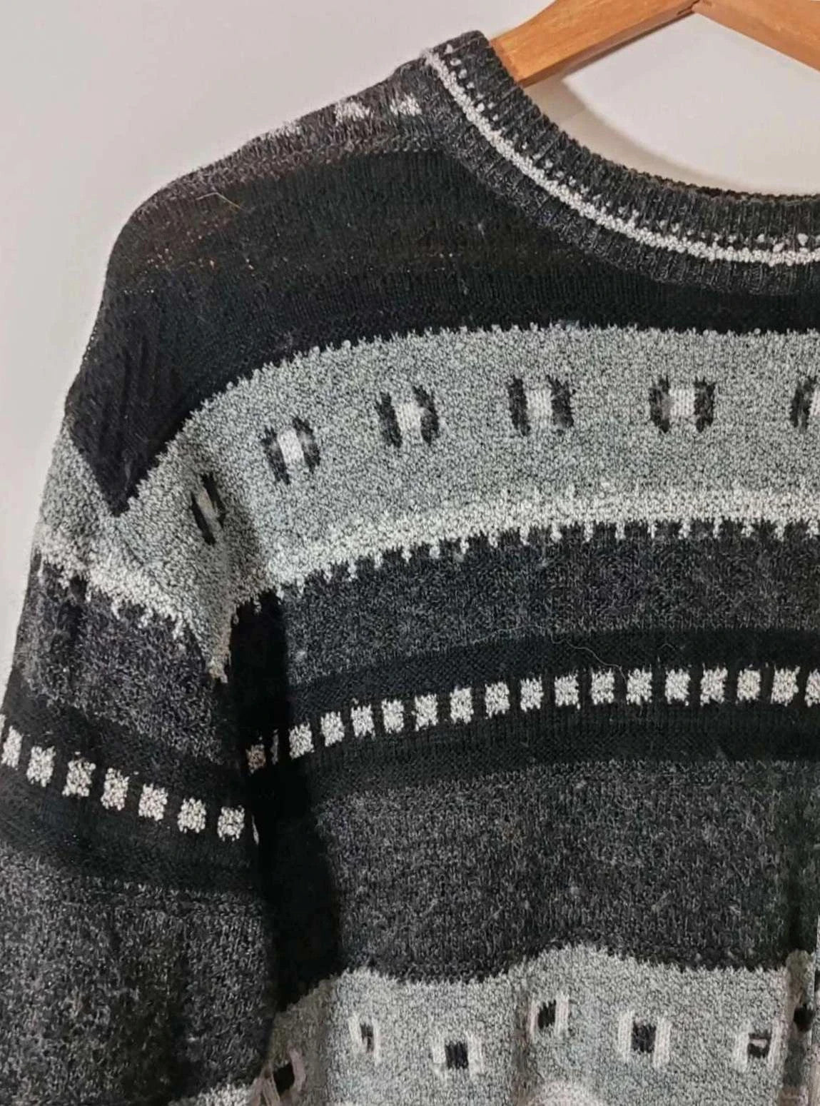 Pull jacquard vintage noir
