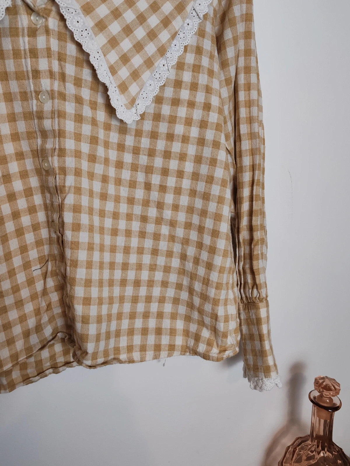 Blouse vichy courte jaune taille S/M