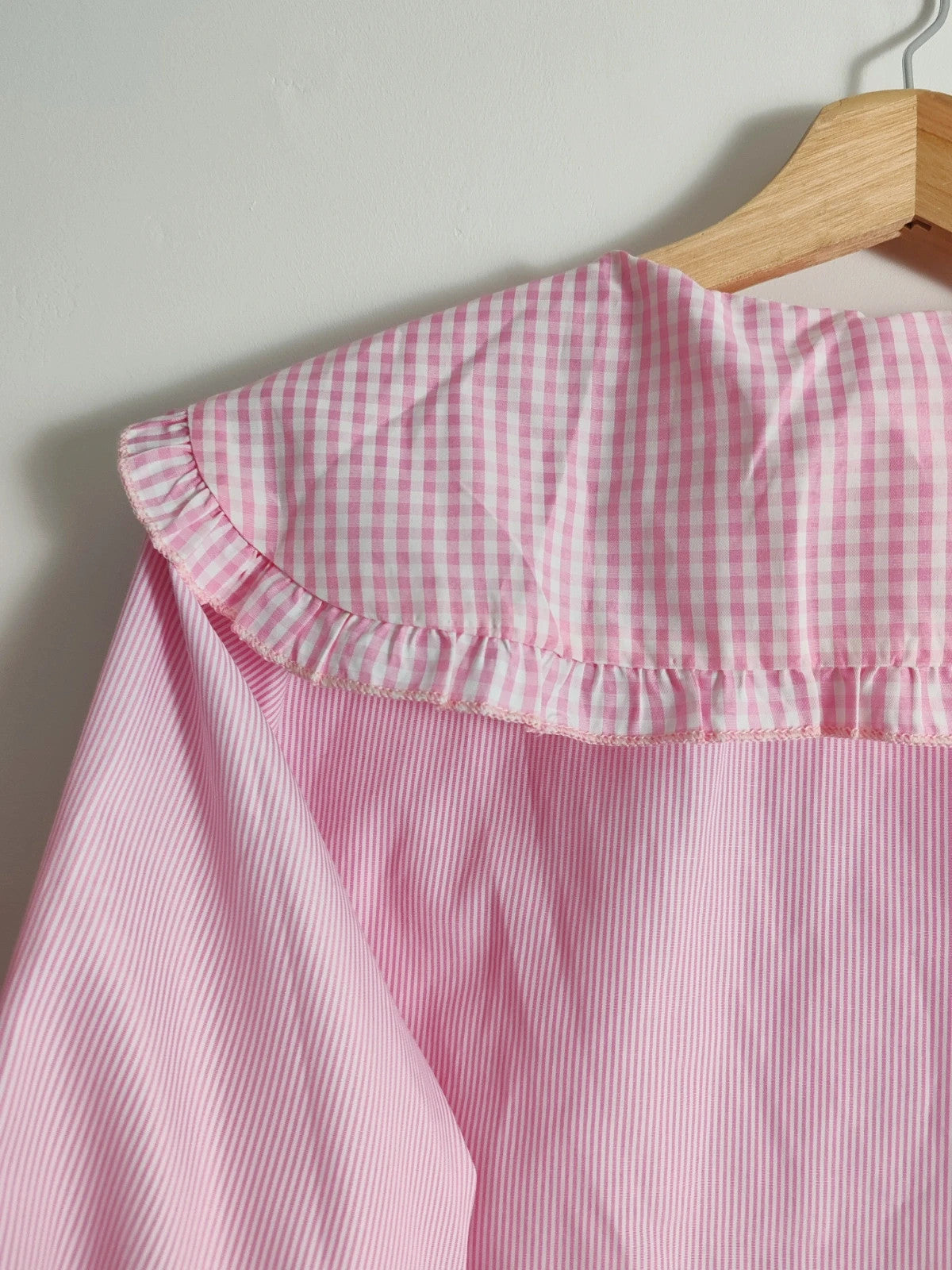 Blouse rayures vichy rose et blanc taille M/L