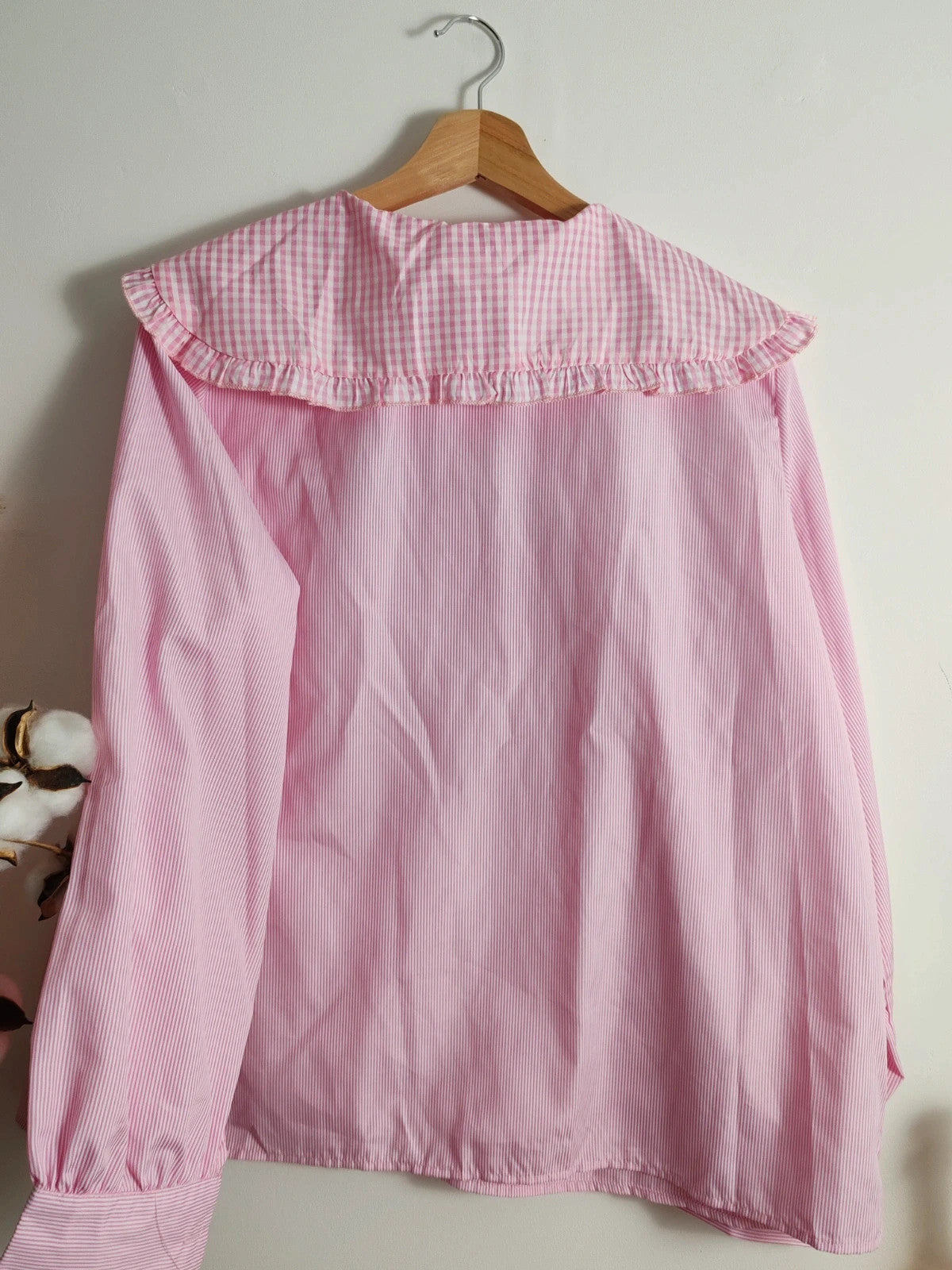 Blouse rayures vichy rose et blanc taille M/L