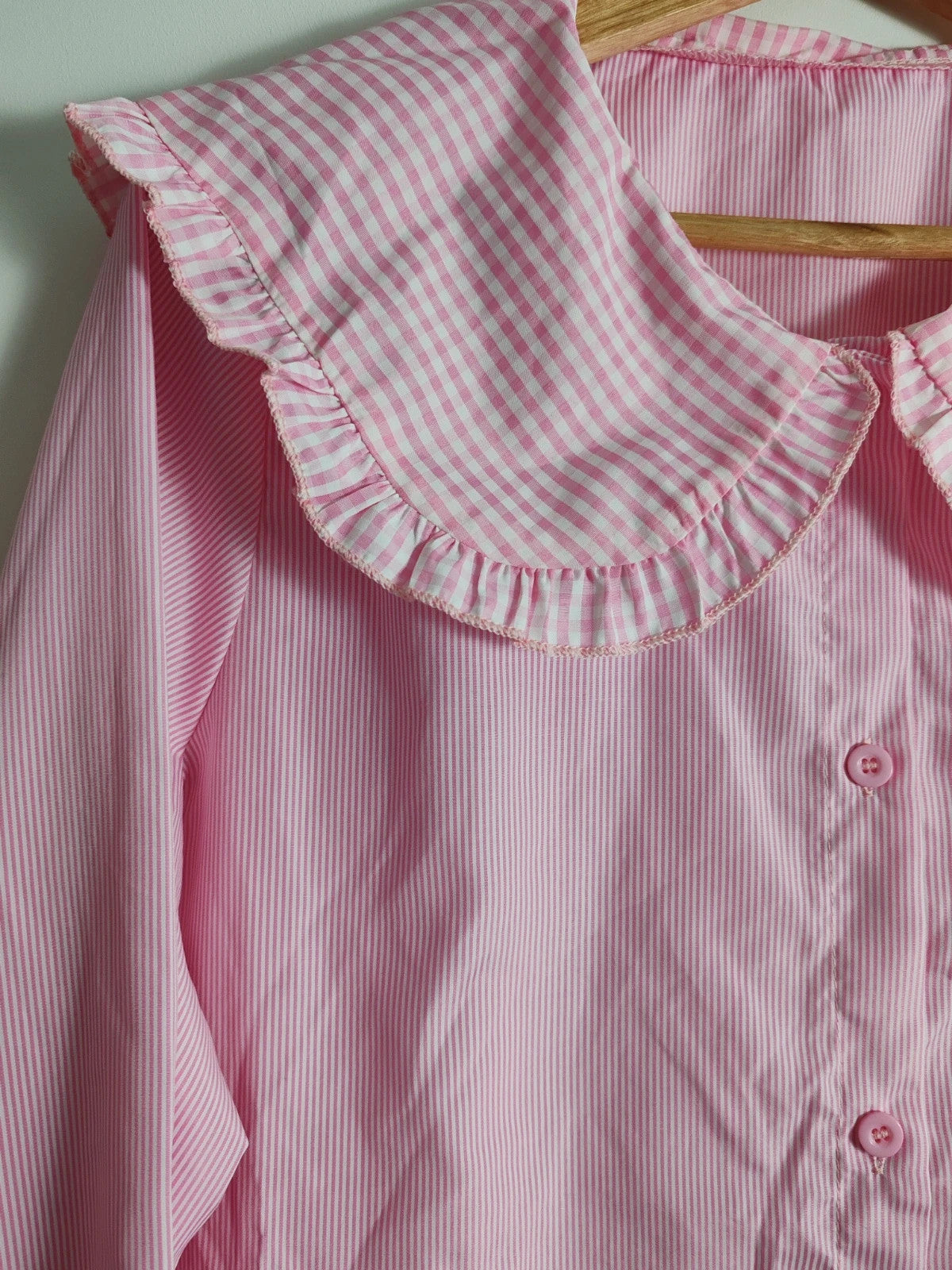 Blouse rayures vichy rose et blanc taille M/L