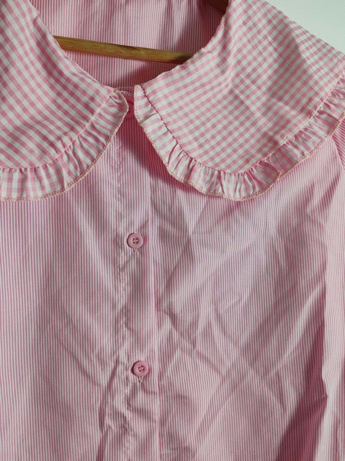 Blouse rayures vichy rose et blanc taille M/L