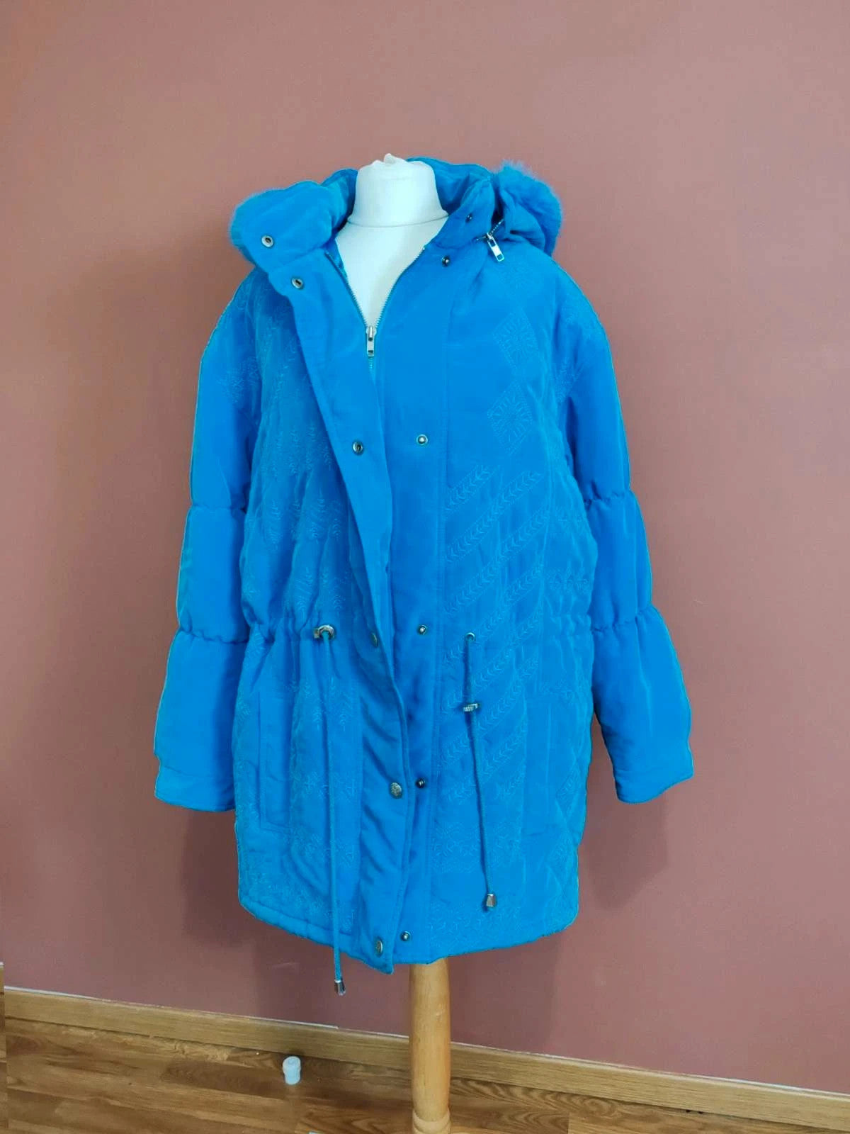 Manteau broderies bleu vintage