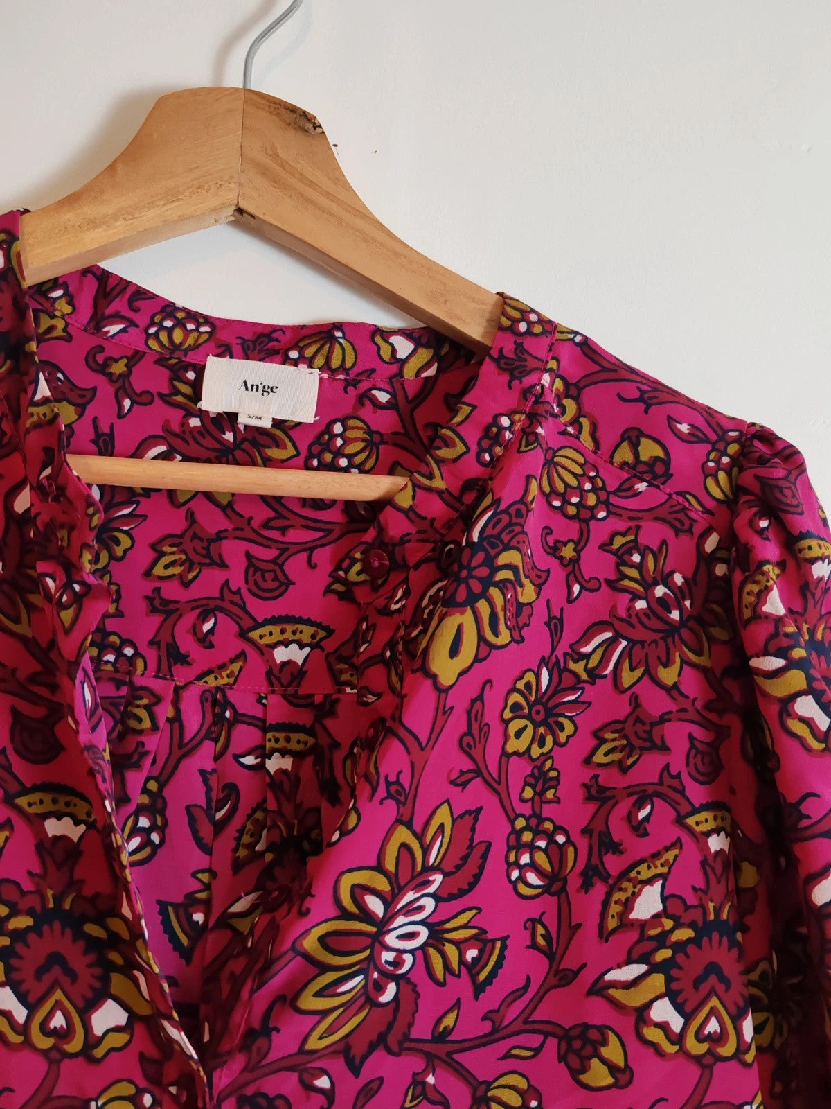 Blouse rose fleurie taille S/M