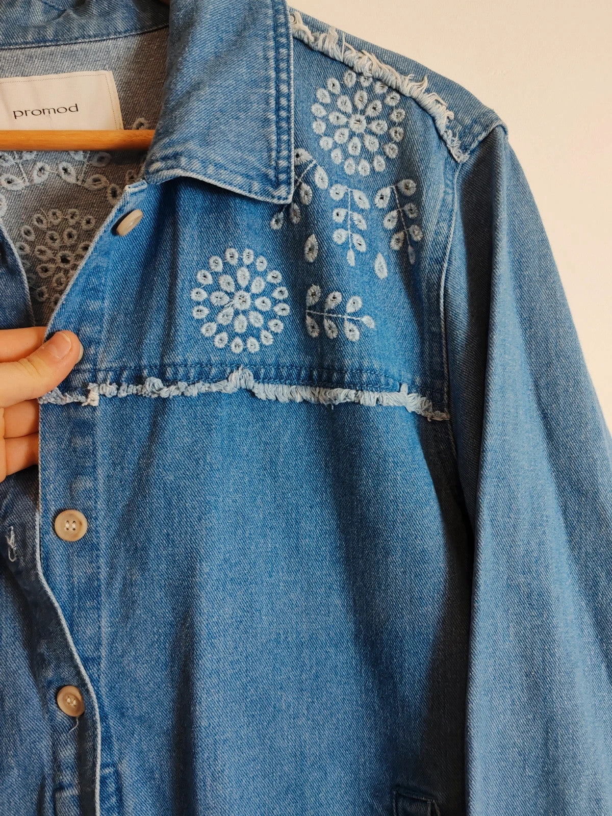 Surchemise veste jean brodée