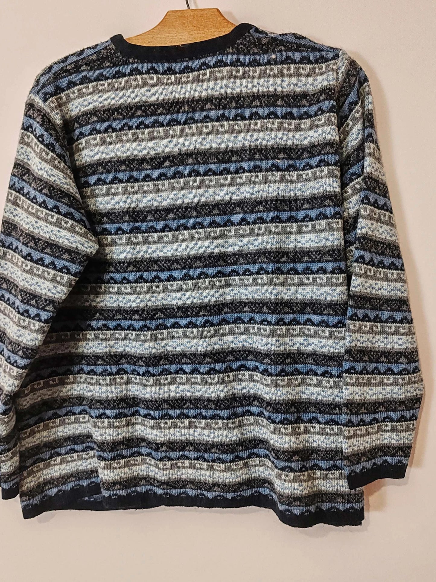 Cardigan jacquard vintage bleu