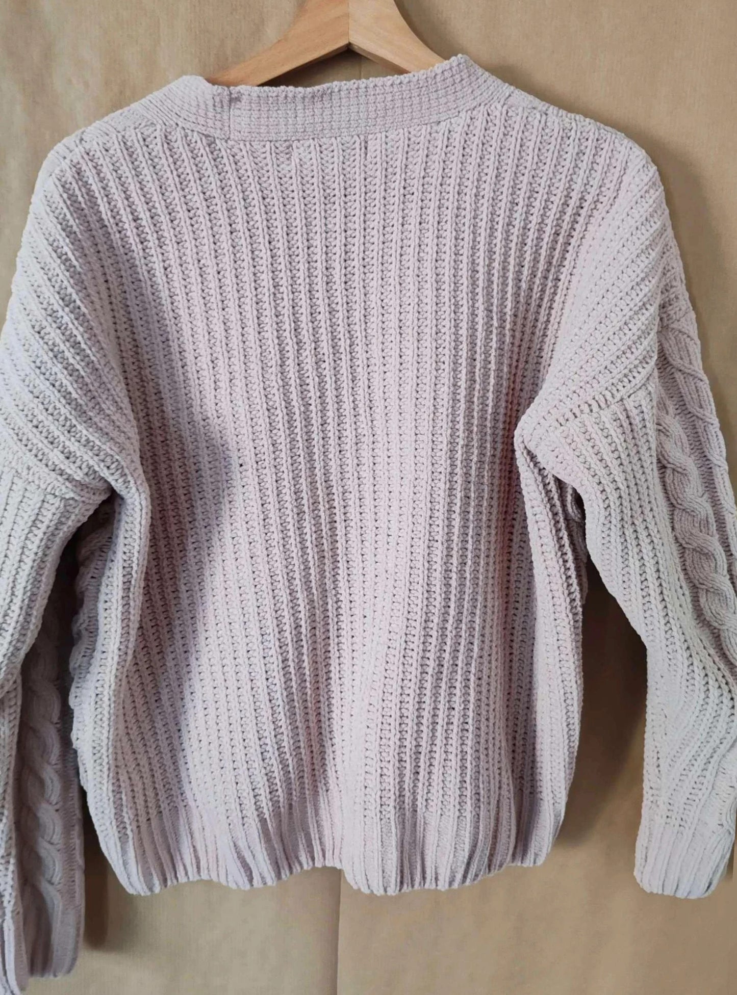 Cardigan maille chenille rose