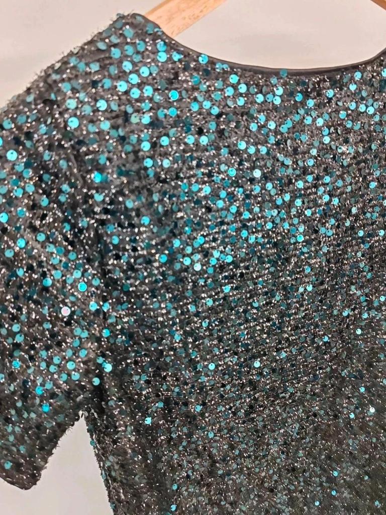 Robe droite sequins vert taille S