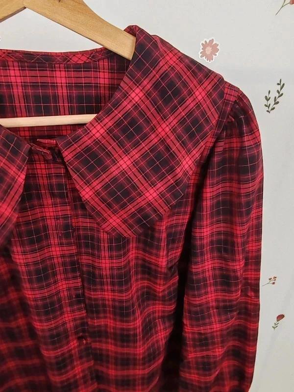 Blouse tartan col claudine taille L