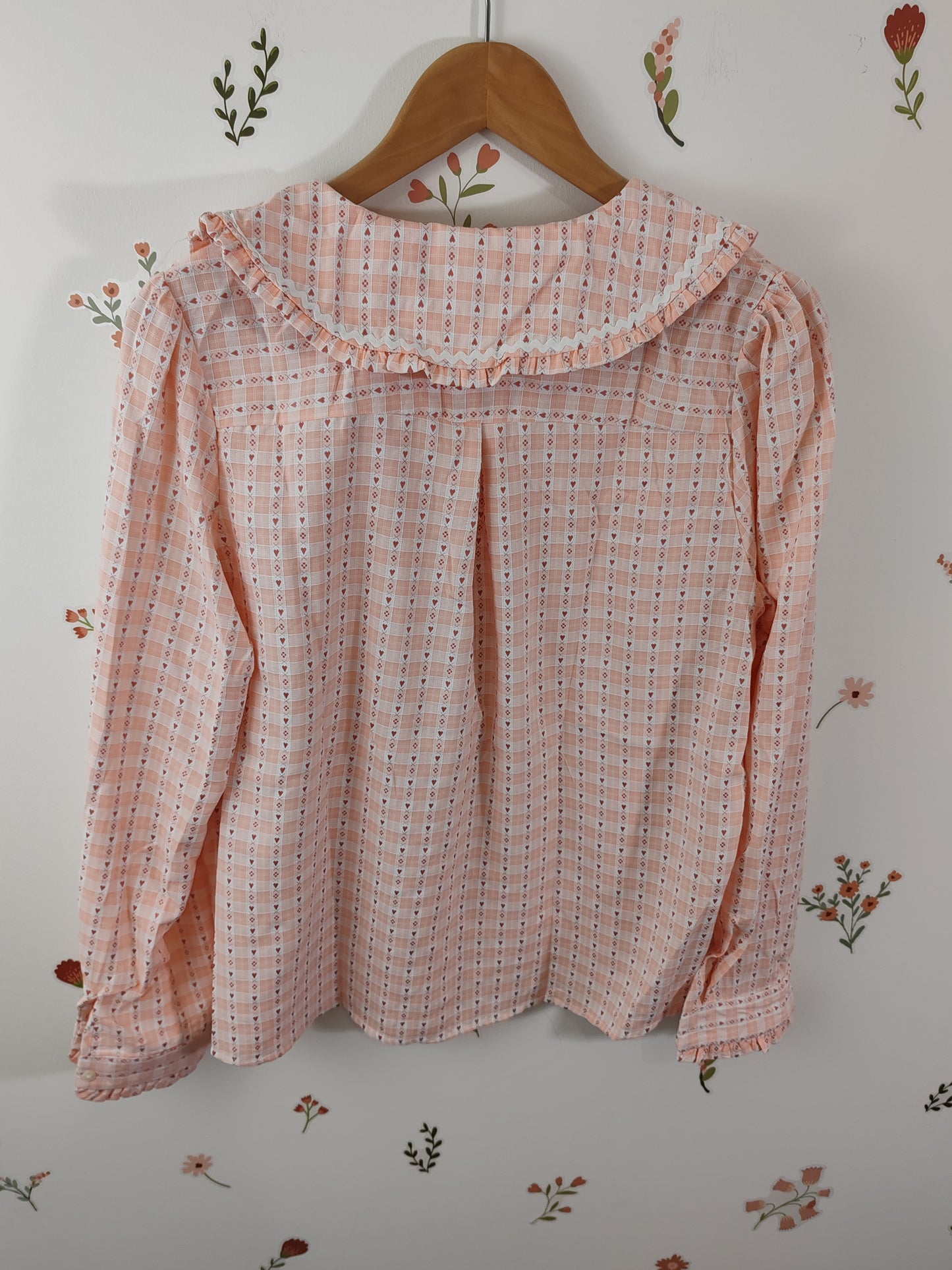 Blouse à col claudine croquet rose Léna