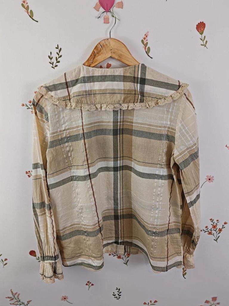 Blouse carreaux col claudine taille
