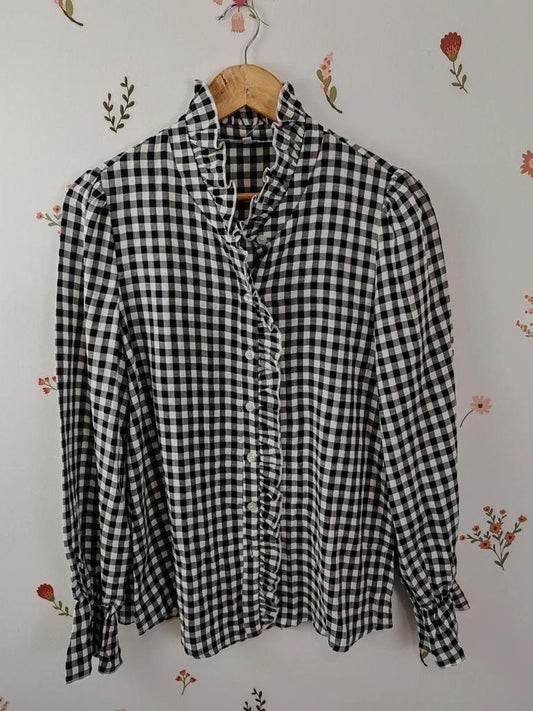 Blouse vichy col haut taille S/m