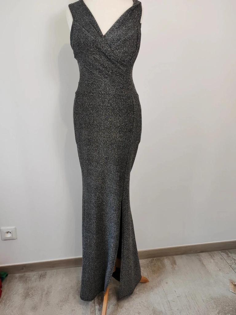 Robe longue brillante argenté taille S/m