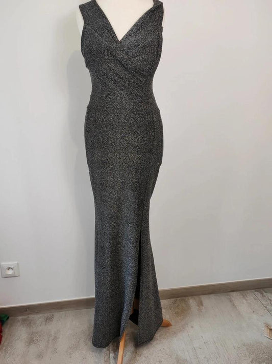 Robe longue brillante argenté taille S/m