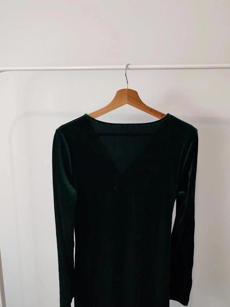 Robe longue moulante velours vert taille L