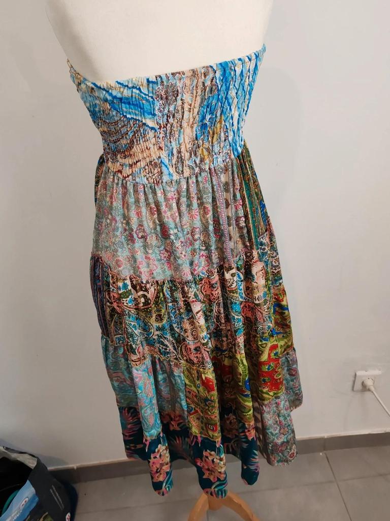 Robe patchwork soie taille unique