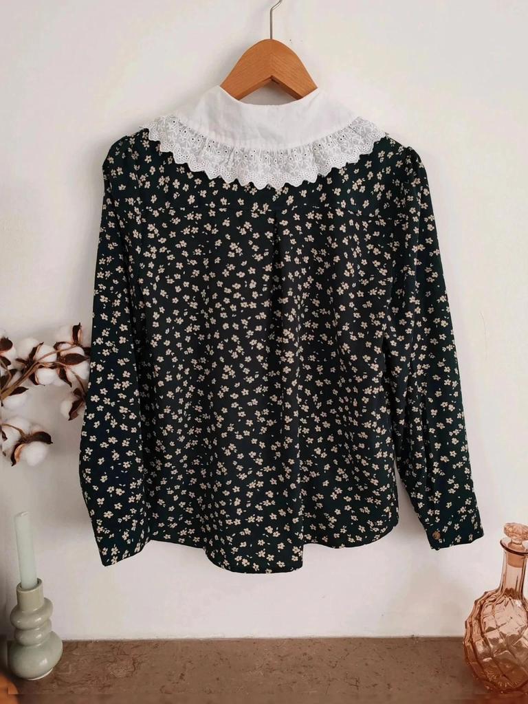 Blouse col claudine verte taille M