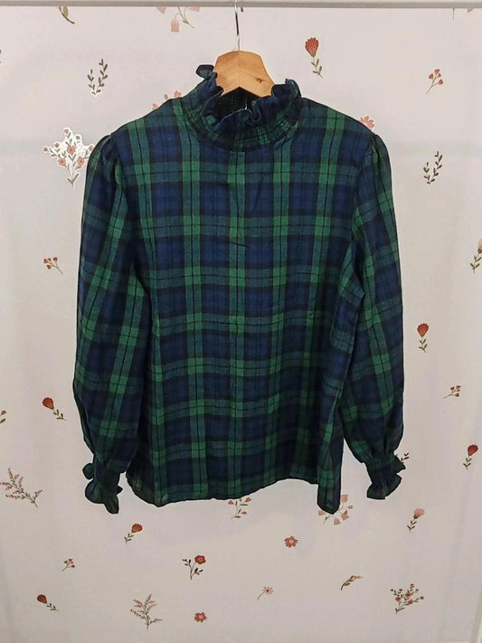 Blouse col haut vert marine taille L