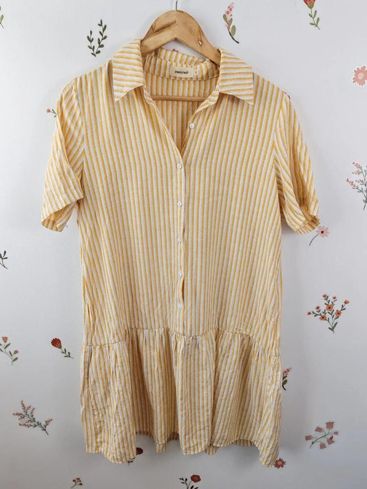 Robe chemise rayures jaune